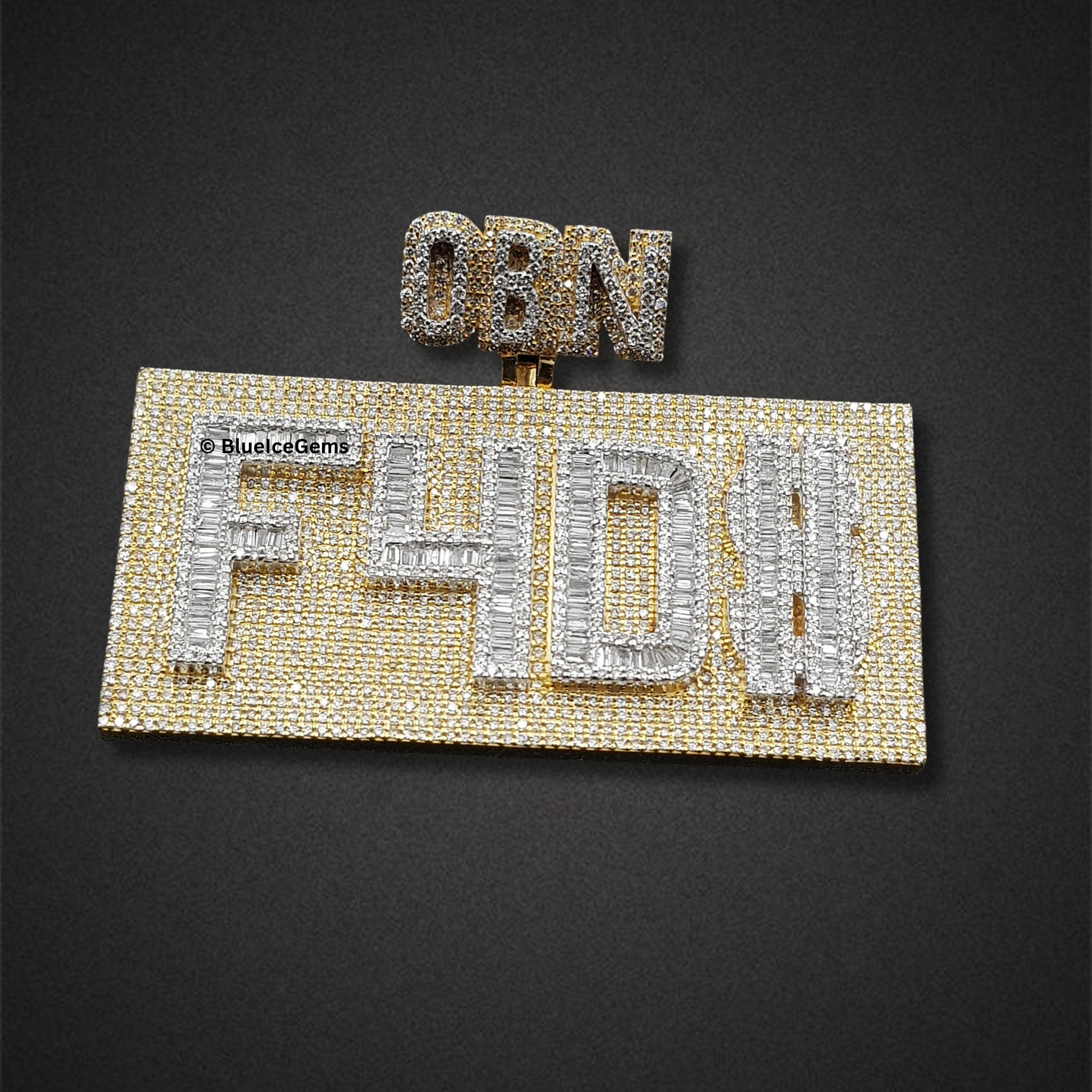 The "F4D$" OBN Diamond Plaque Pendant