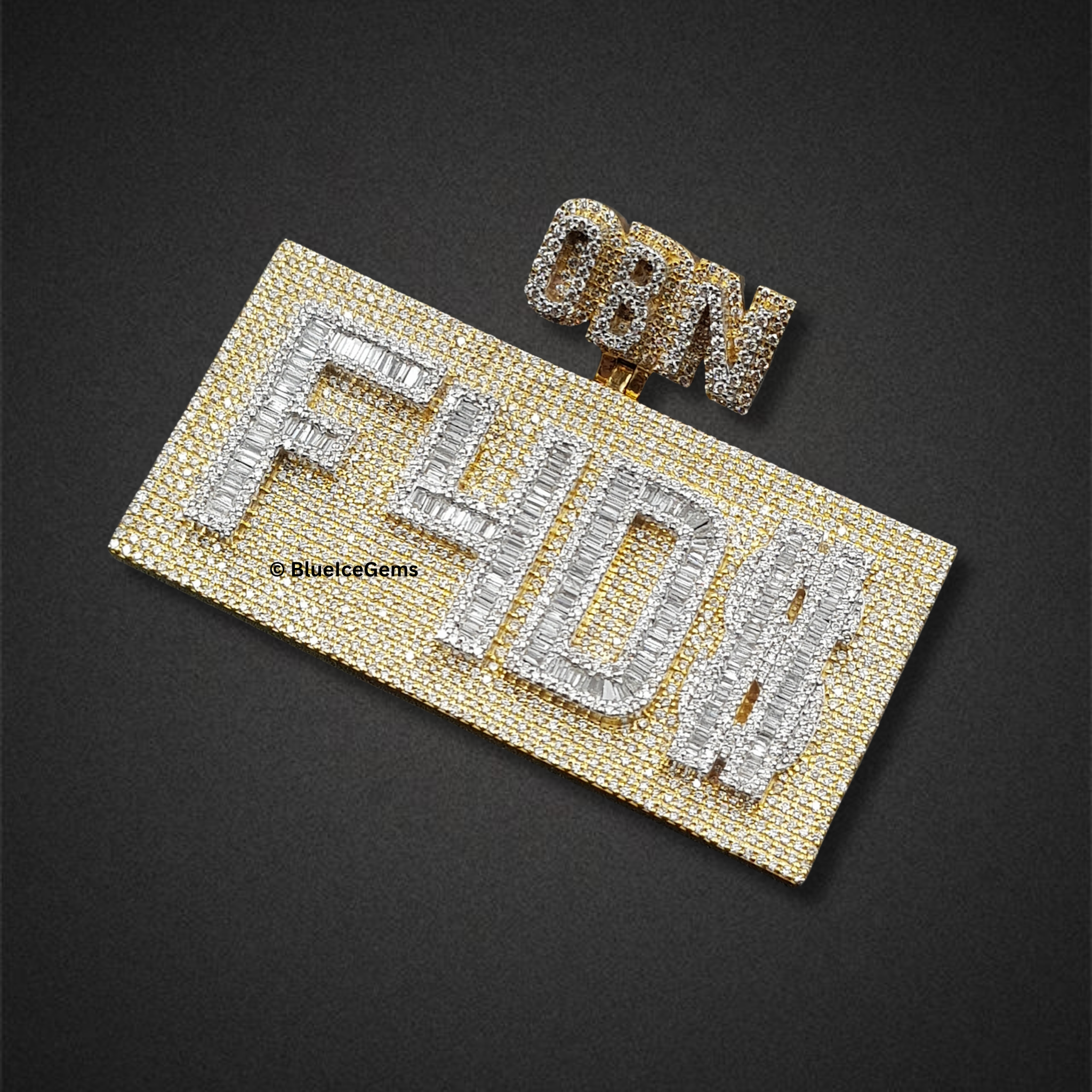 The "F4D$" OBN Diamond Plaque Pendant