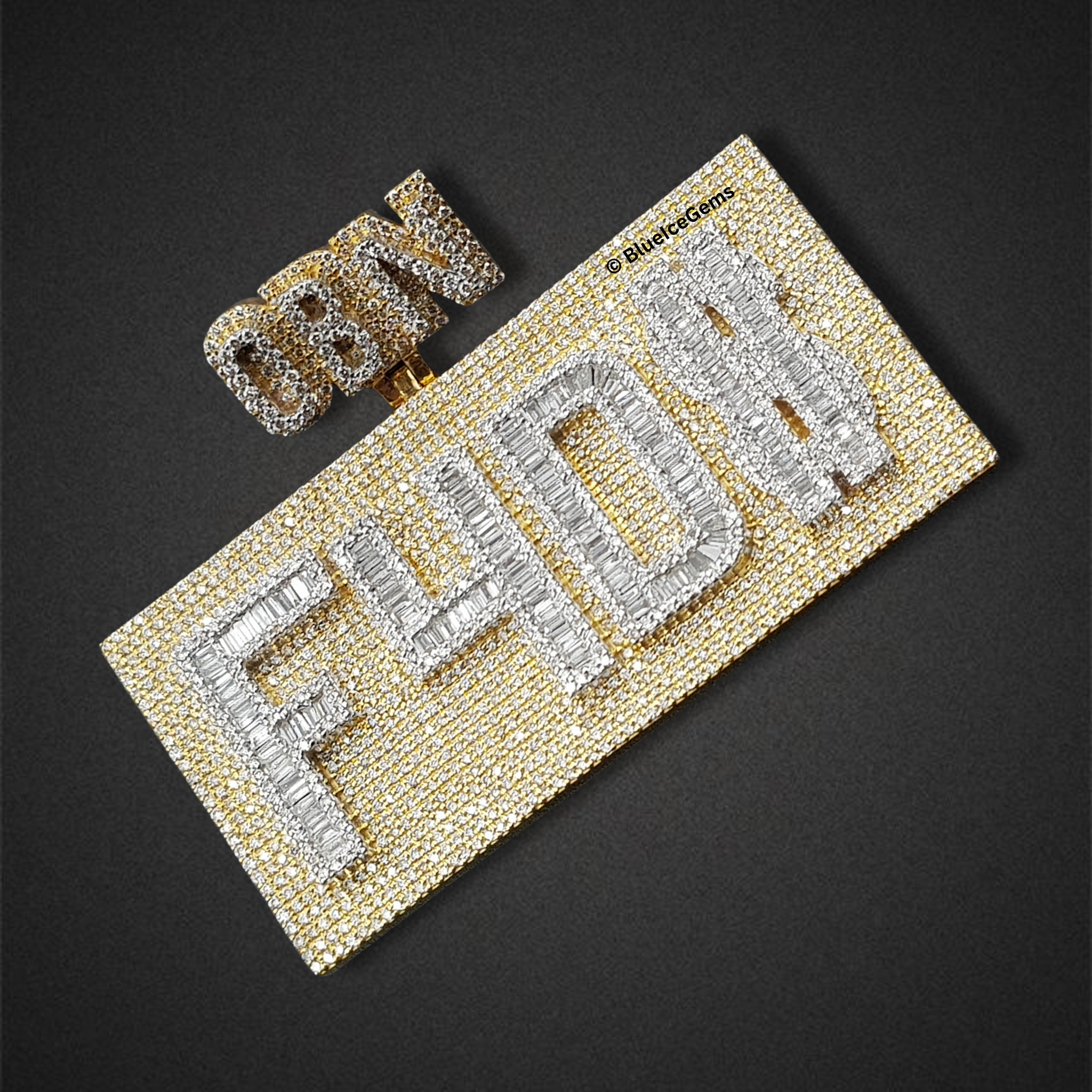 The "F4D$" OBN Diamond Plaque Pendant