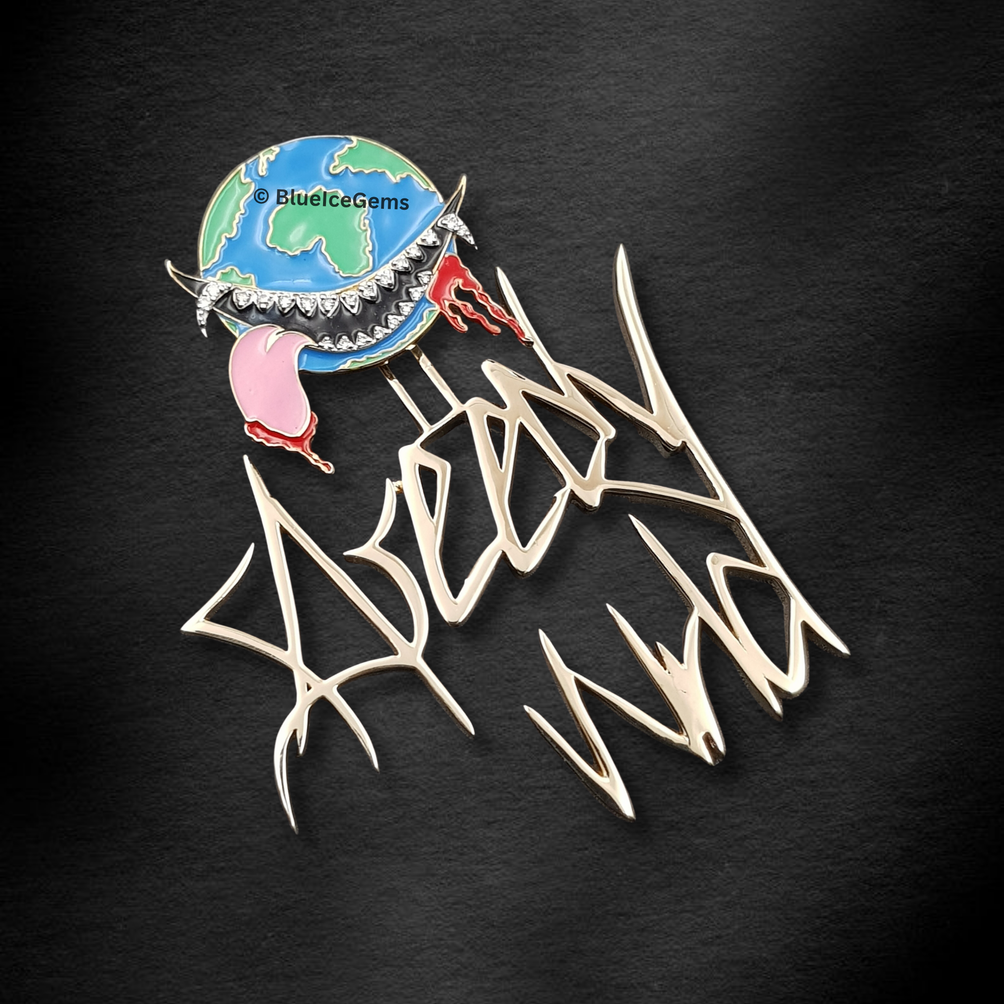 The "Greedy World" Enamel & Gold Pendant