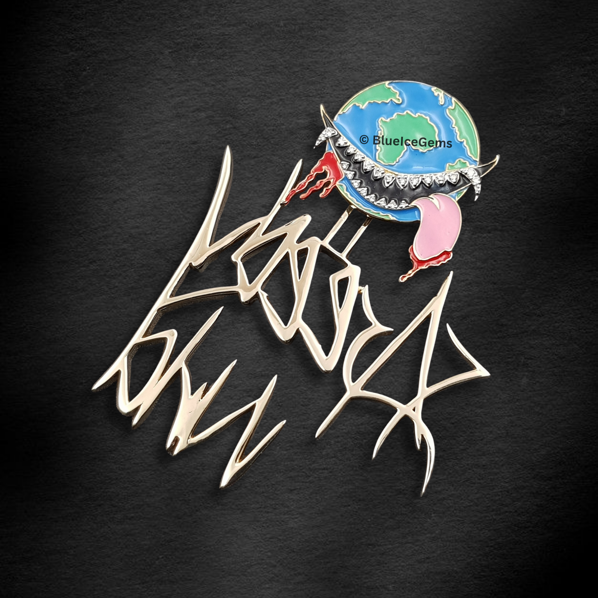 The "Greedy World" Enamel & Gold Pendant