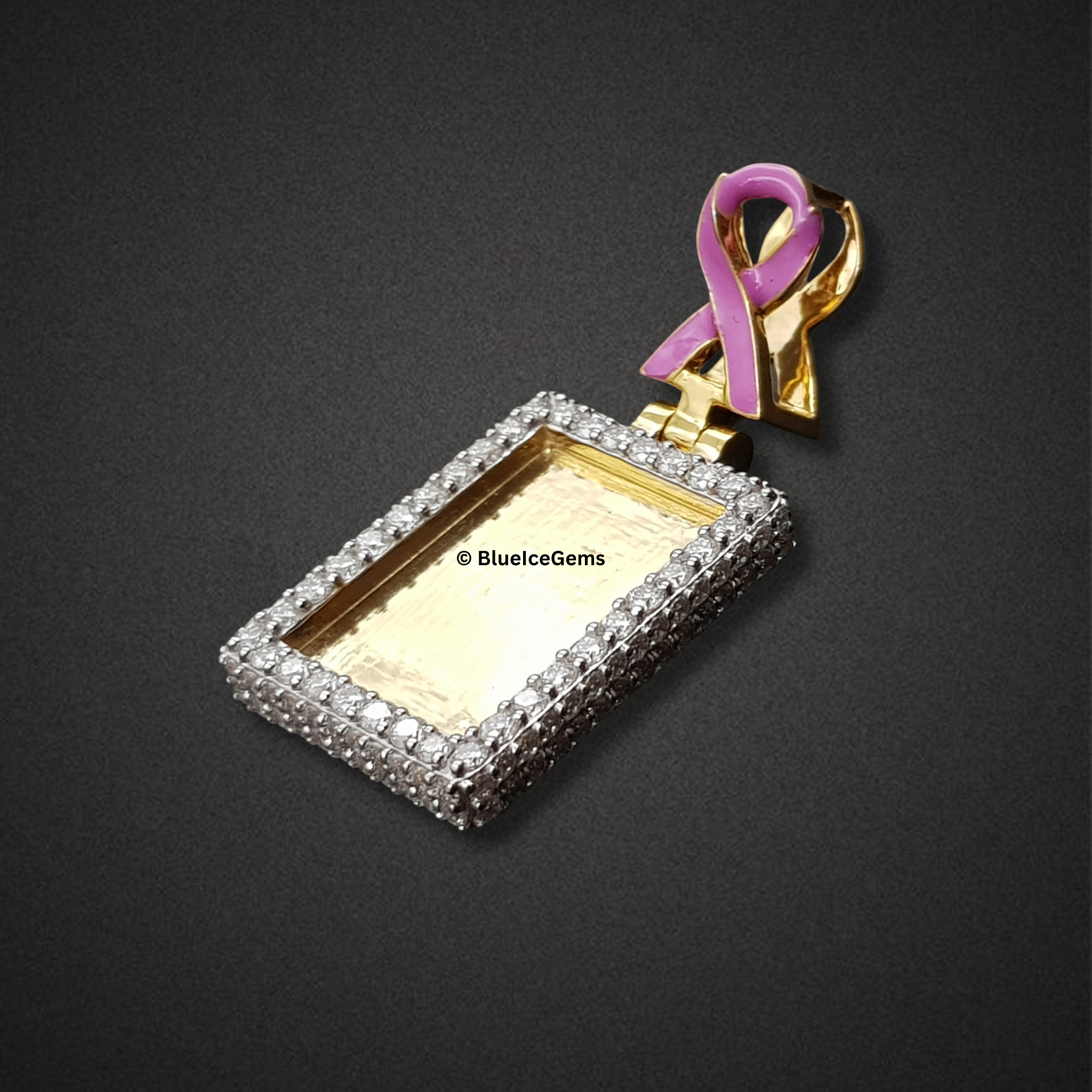 The "Hope & Remembrance" Diamond Ribbon Photo Pendant