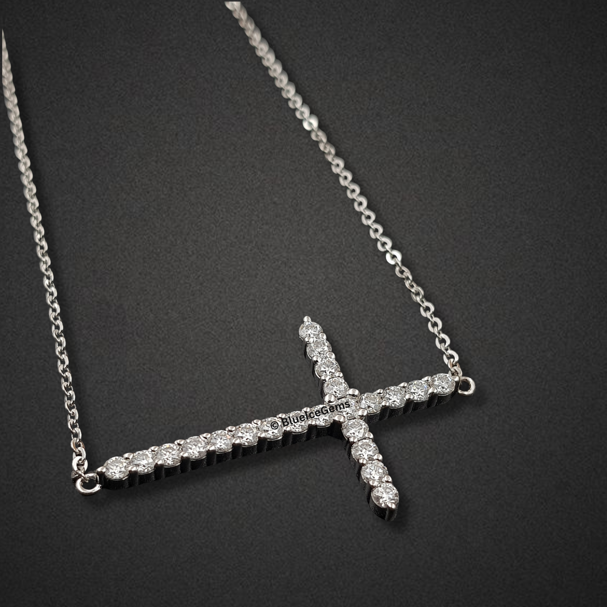 The "Horizontal Radiance" Diamond Cross Pendant