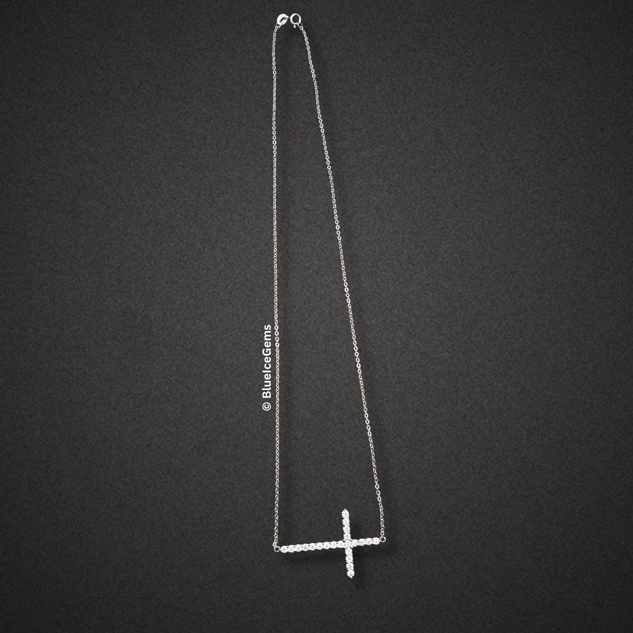 The "Horizontal Radiance" Diamond Cross Pendant