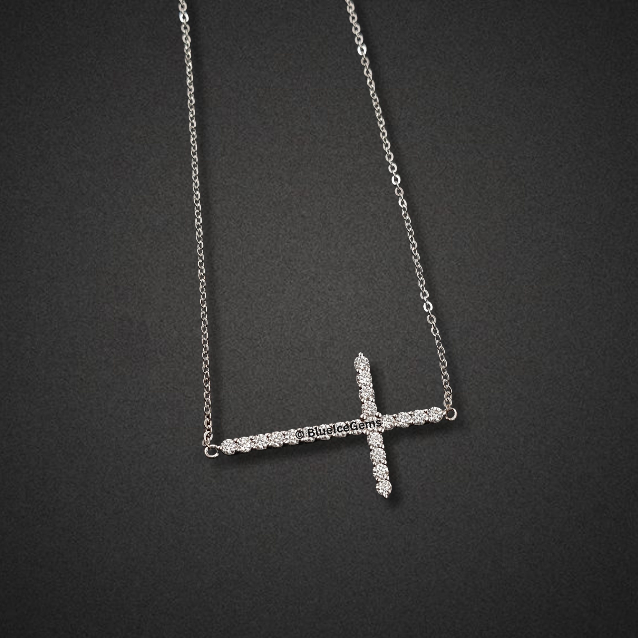 The "Horizontal Radiance" Diamond Cross Pendant