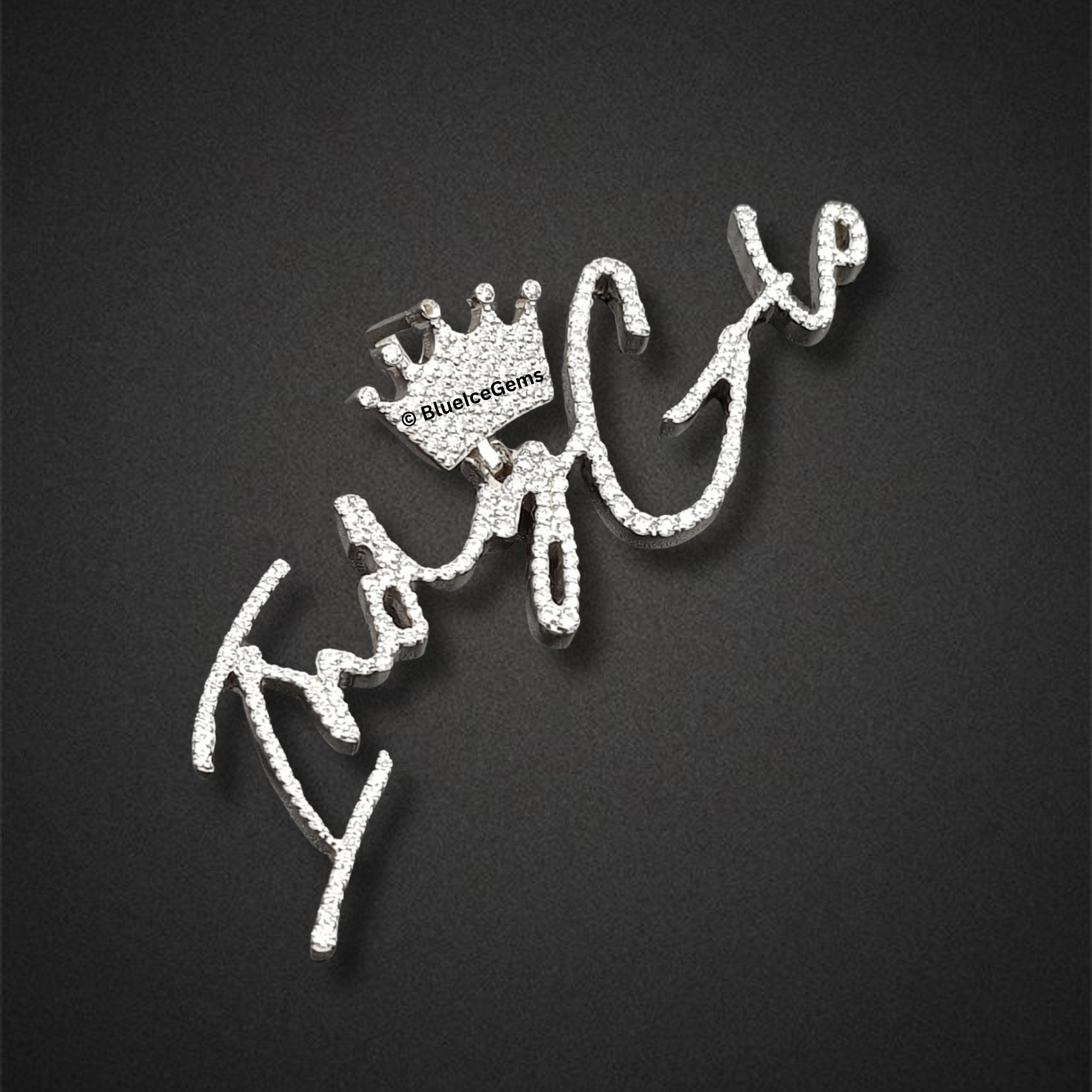 The "Indy G" Crowned Diamond Script Pendant