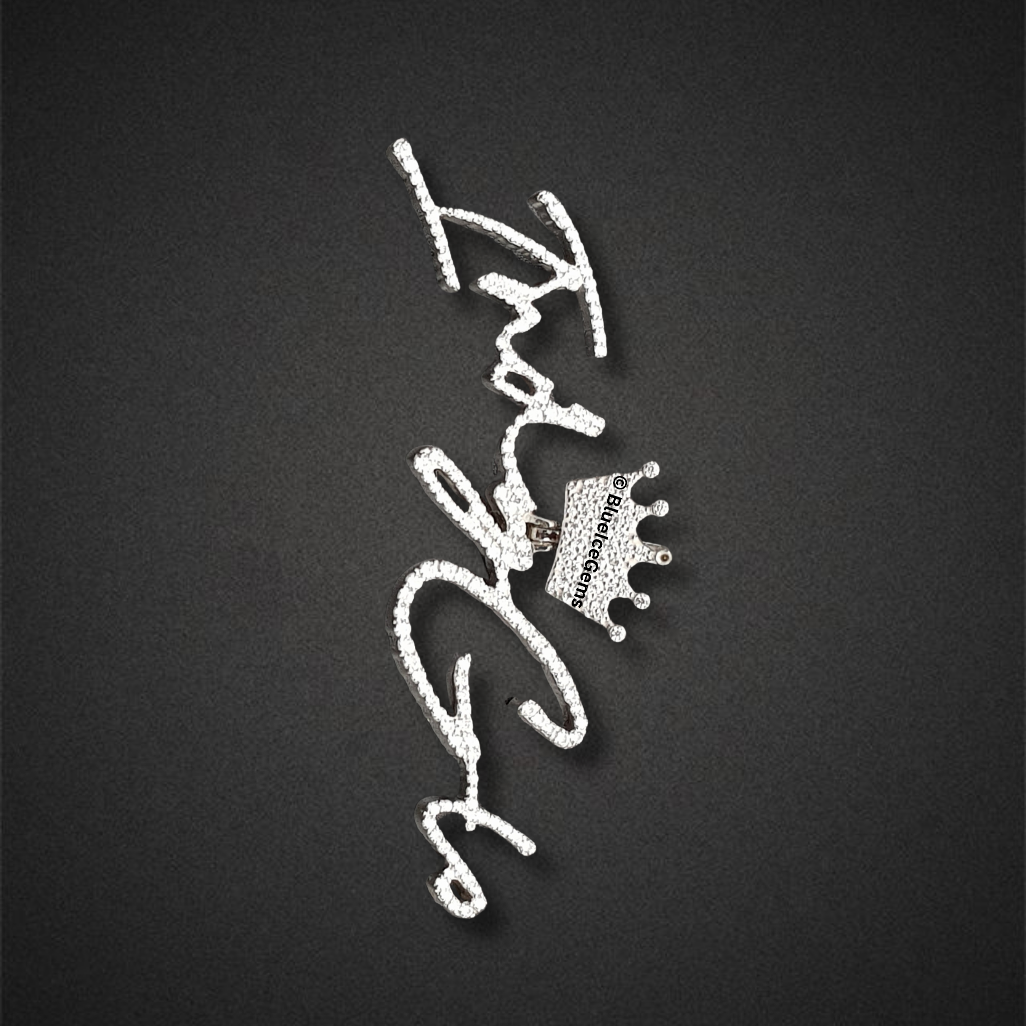 The "Indy G" Crowned Diamond Script Pendant