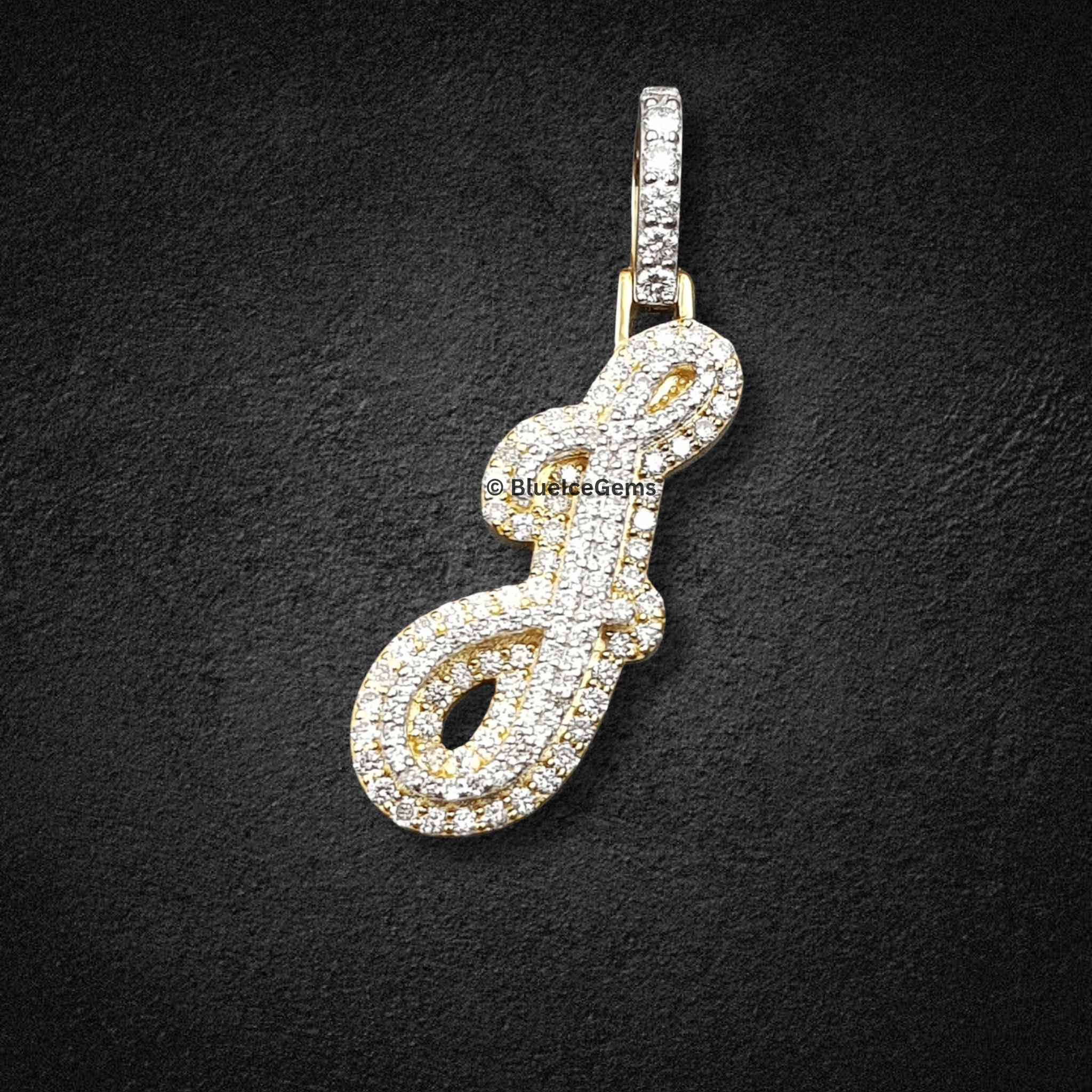 The "J" Diamond Script Initial Pendant