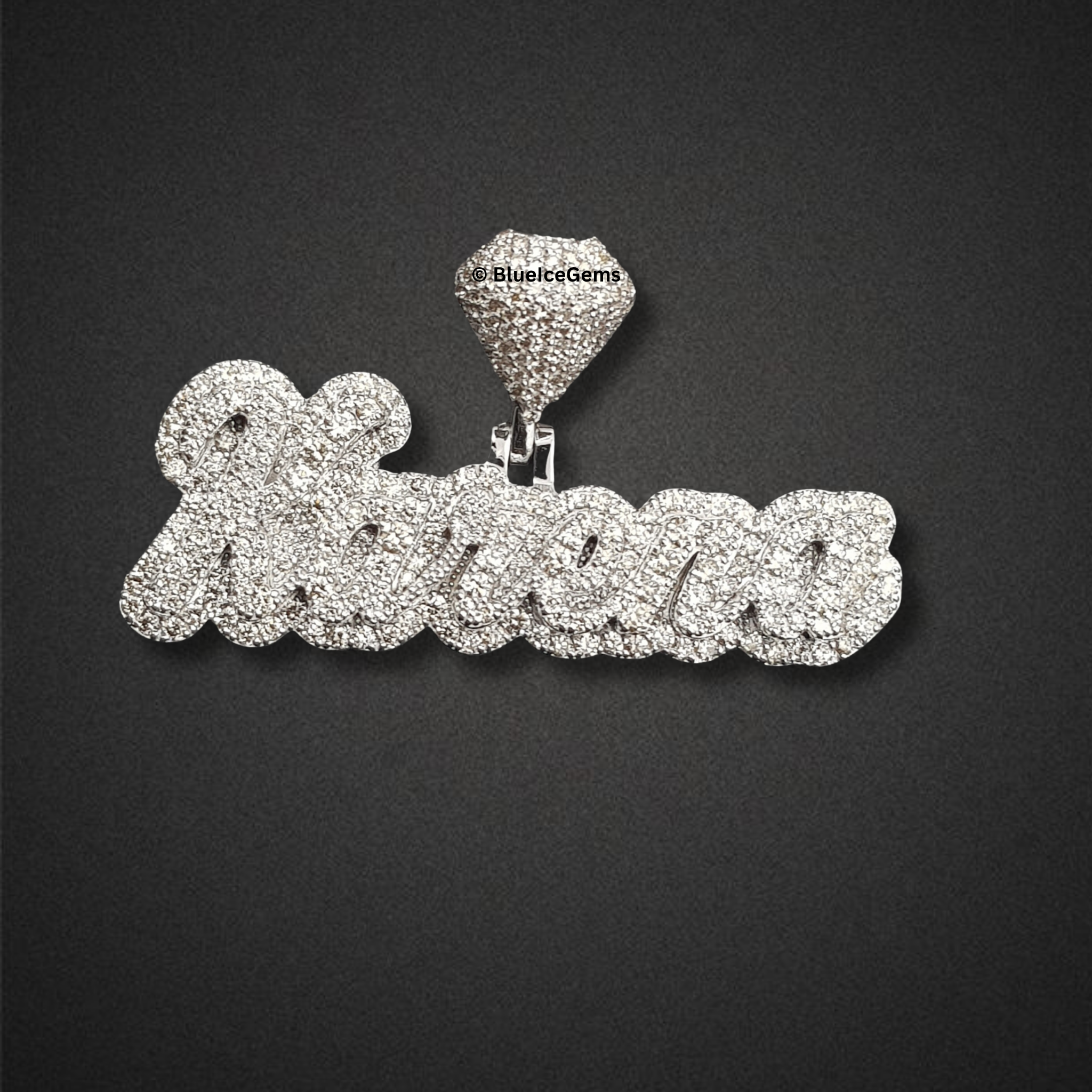The "Karena" Diamond Drop Script Pendant