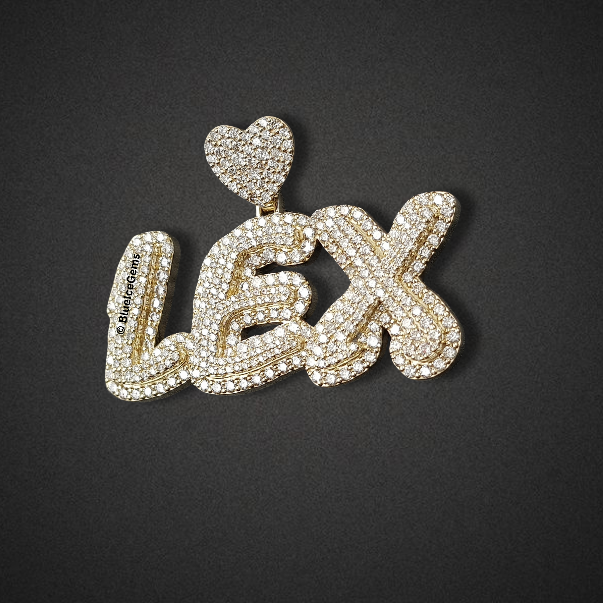The "LEX" Heartfelt Diamond Script Pendant