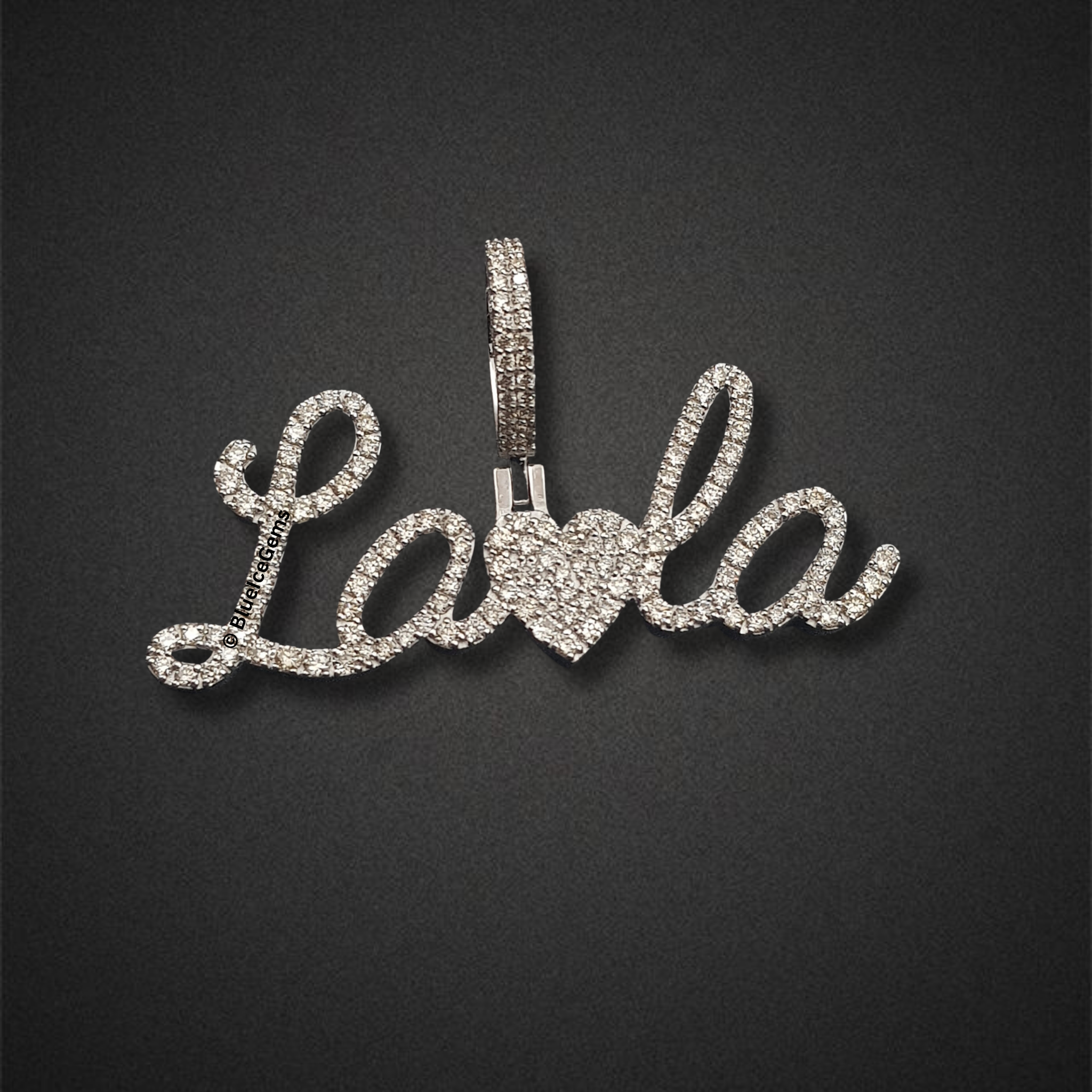 The "LaLa Heart" Diamond Script Pendant