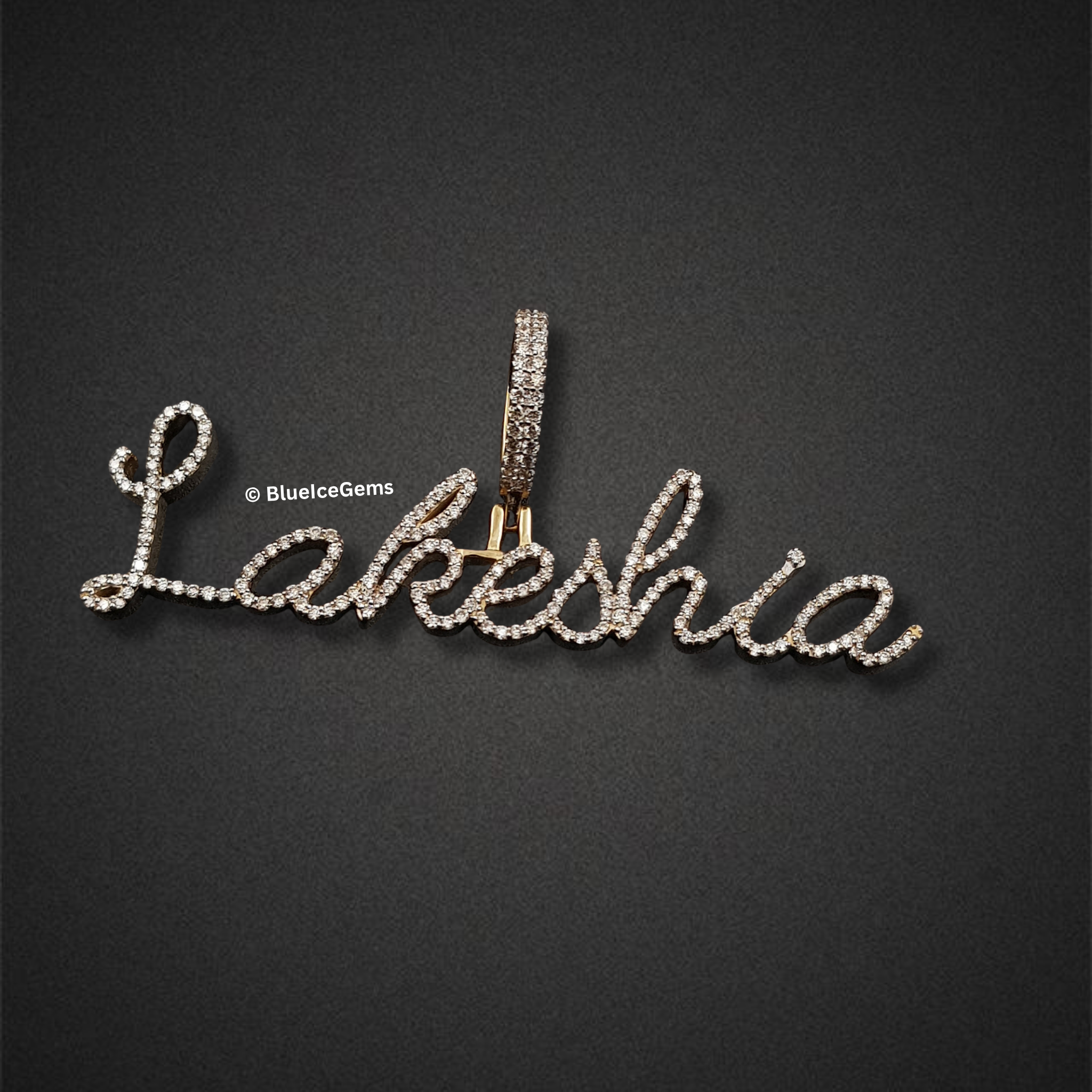The "Lakeshia" Diamond Signature Script Pendant