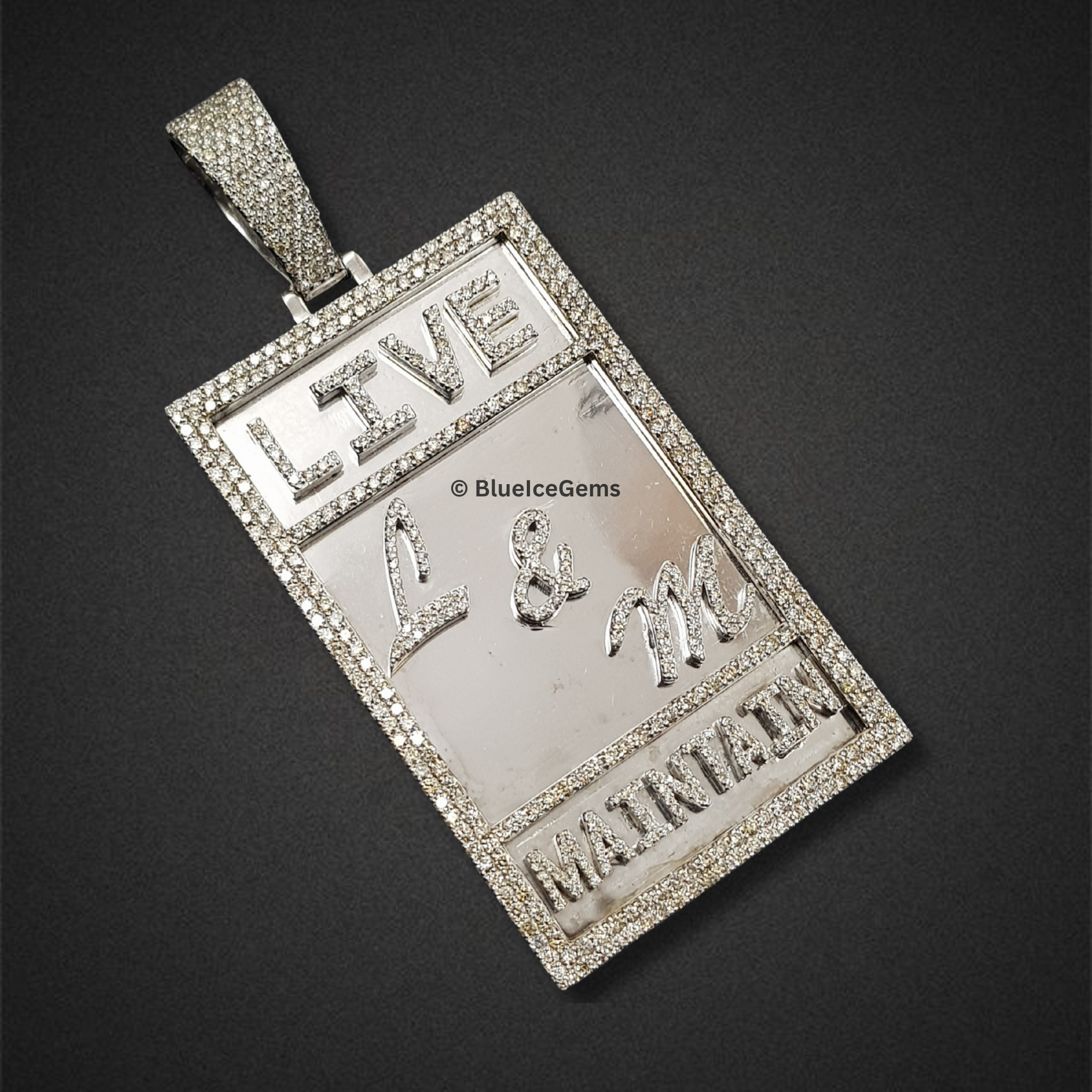 The "Live & Maintain" Diamond Motto Plaque Pendant