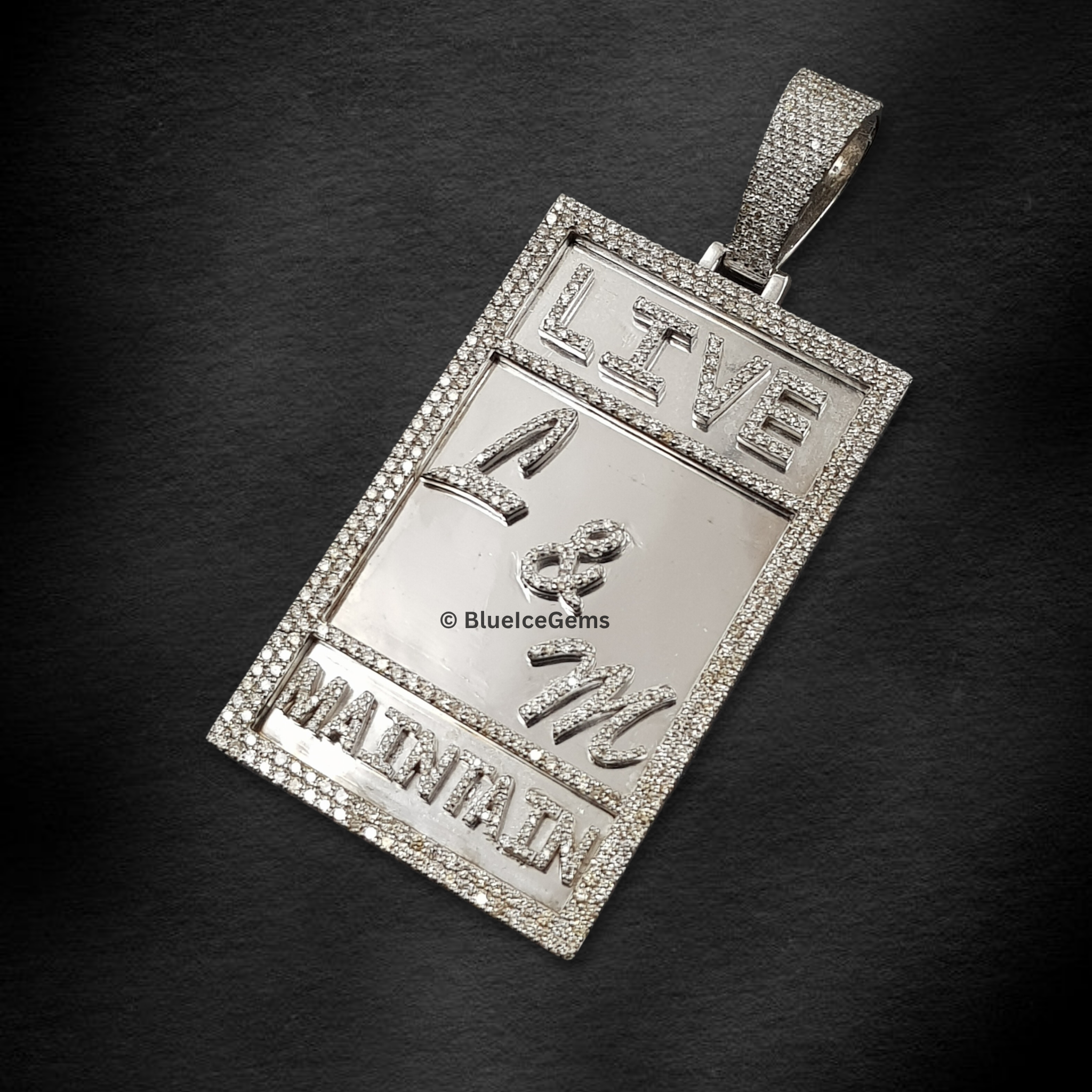 The "Live & Maintain" Diamond Motto Plaque Pendant