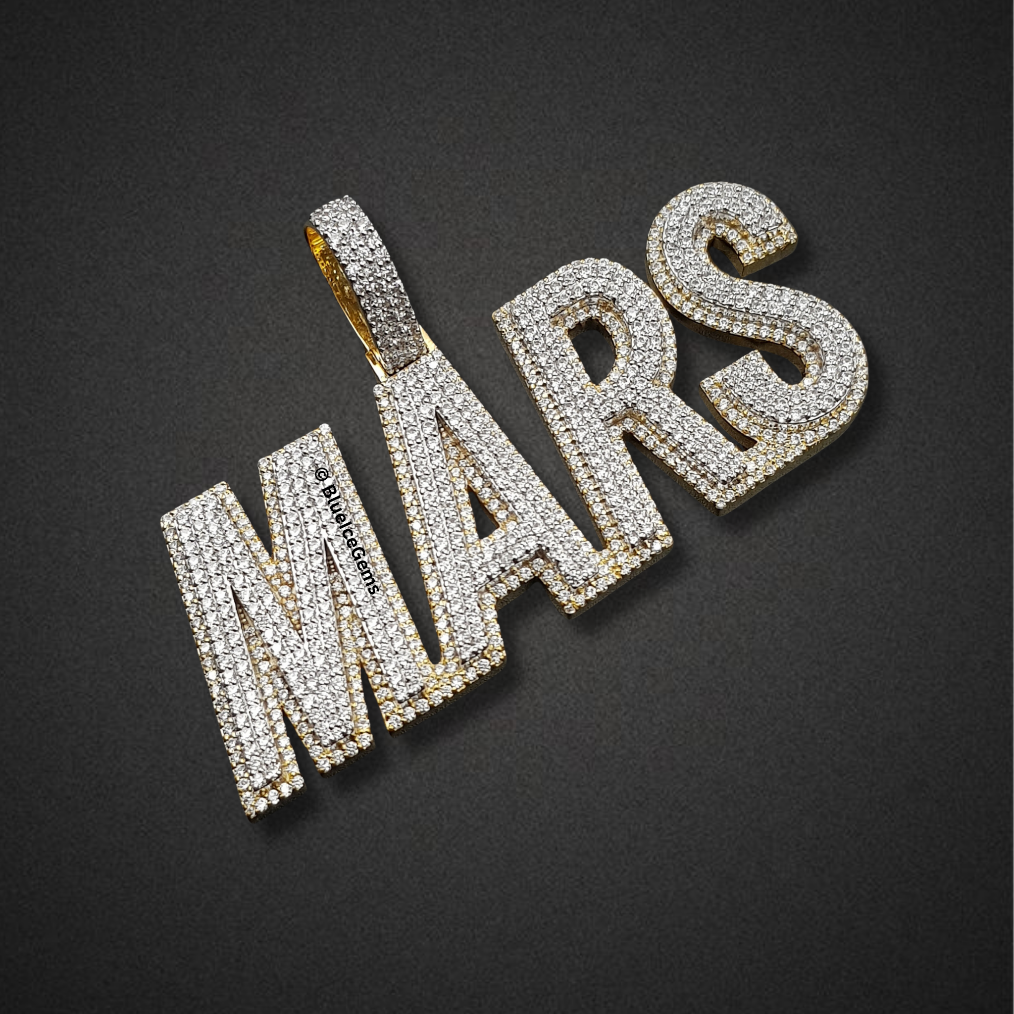 The "MARS" Diamond Block Letter Pendant