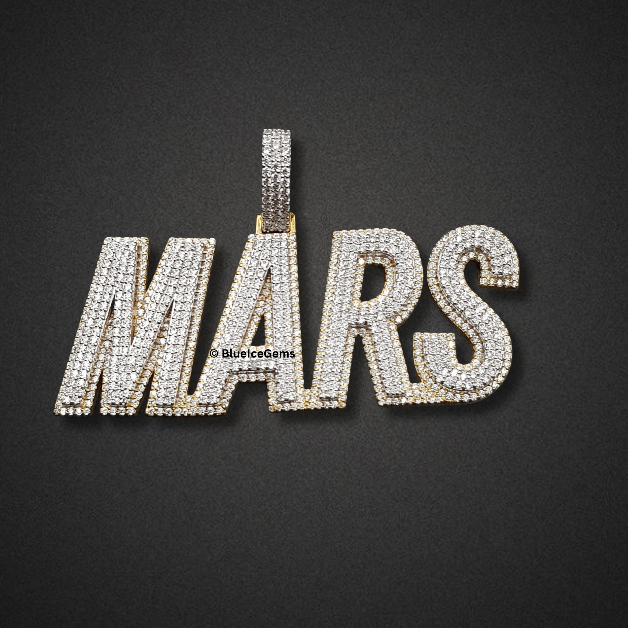 The "MARS" Diamond Block Letter Pendant
