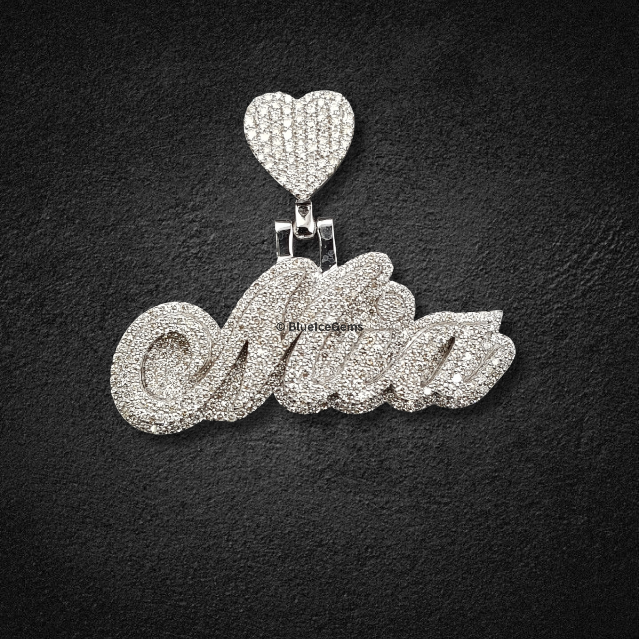 The "Mia" Heart of Diamonds Script Pendant