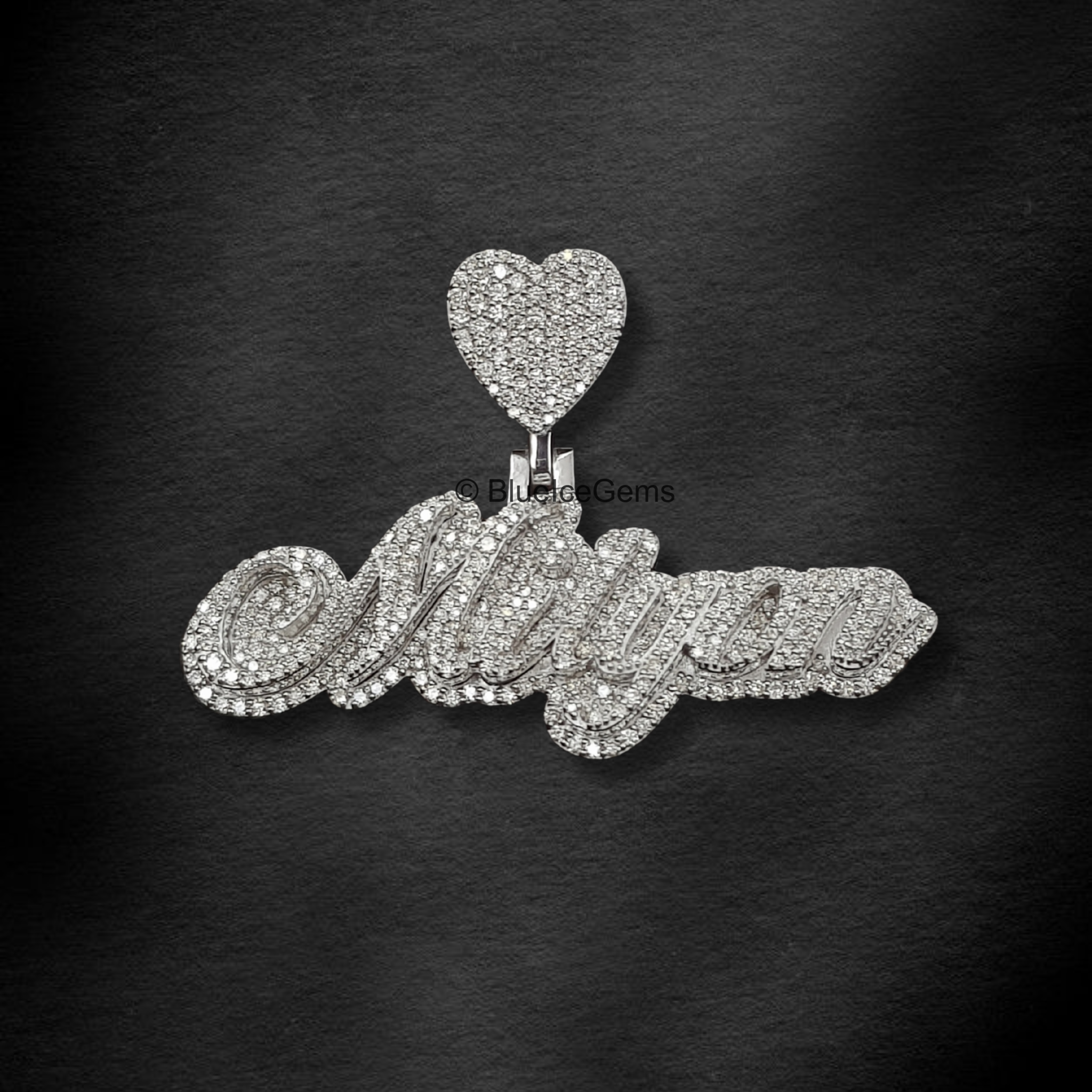 The "Milyan" Heart of Diamonds Script Pendant