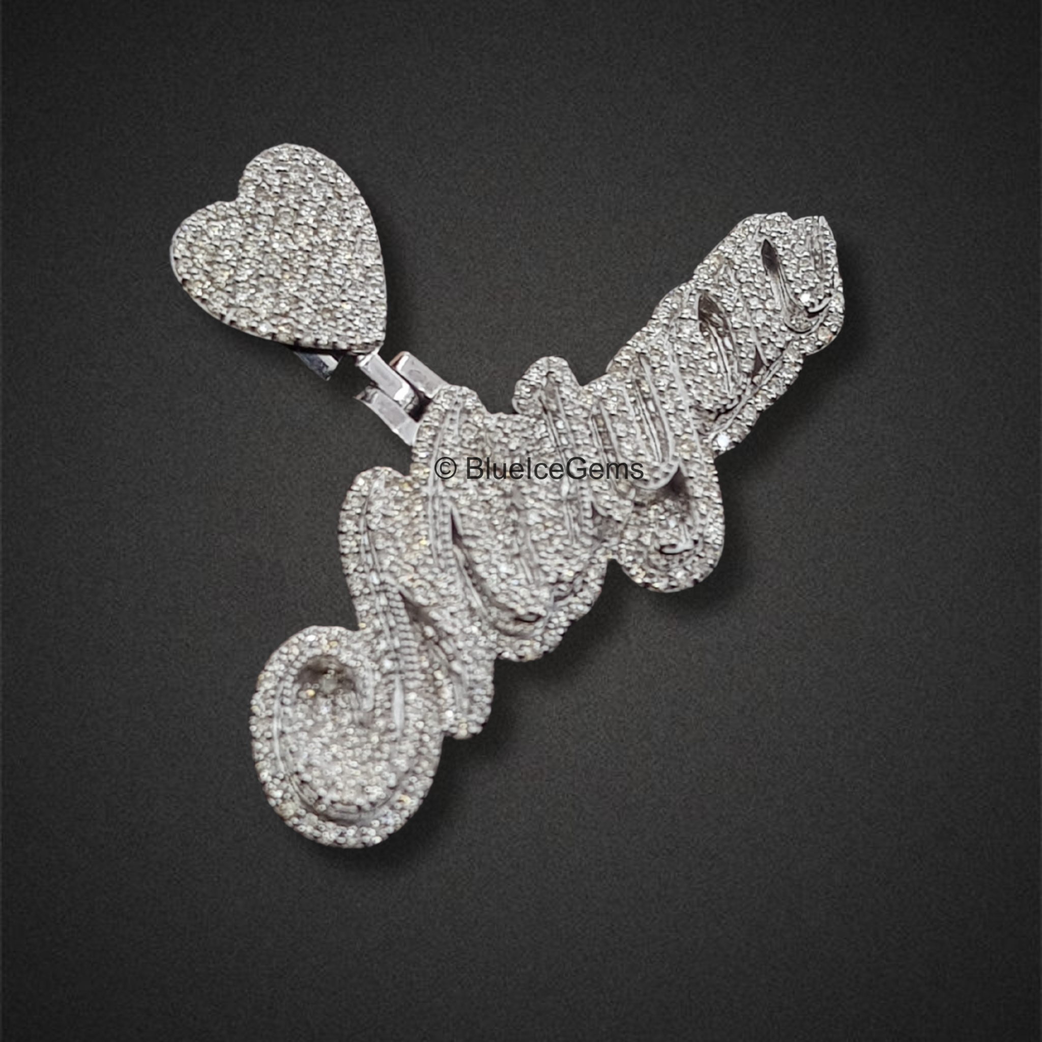 The "Milyan" Heart of Diamonds Script Pendant