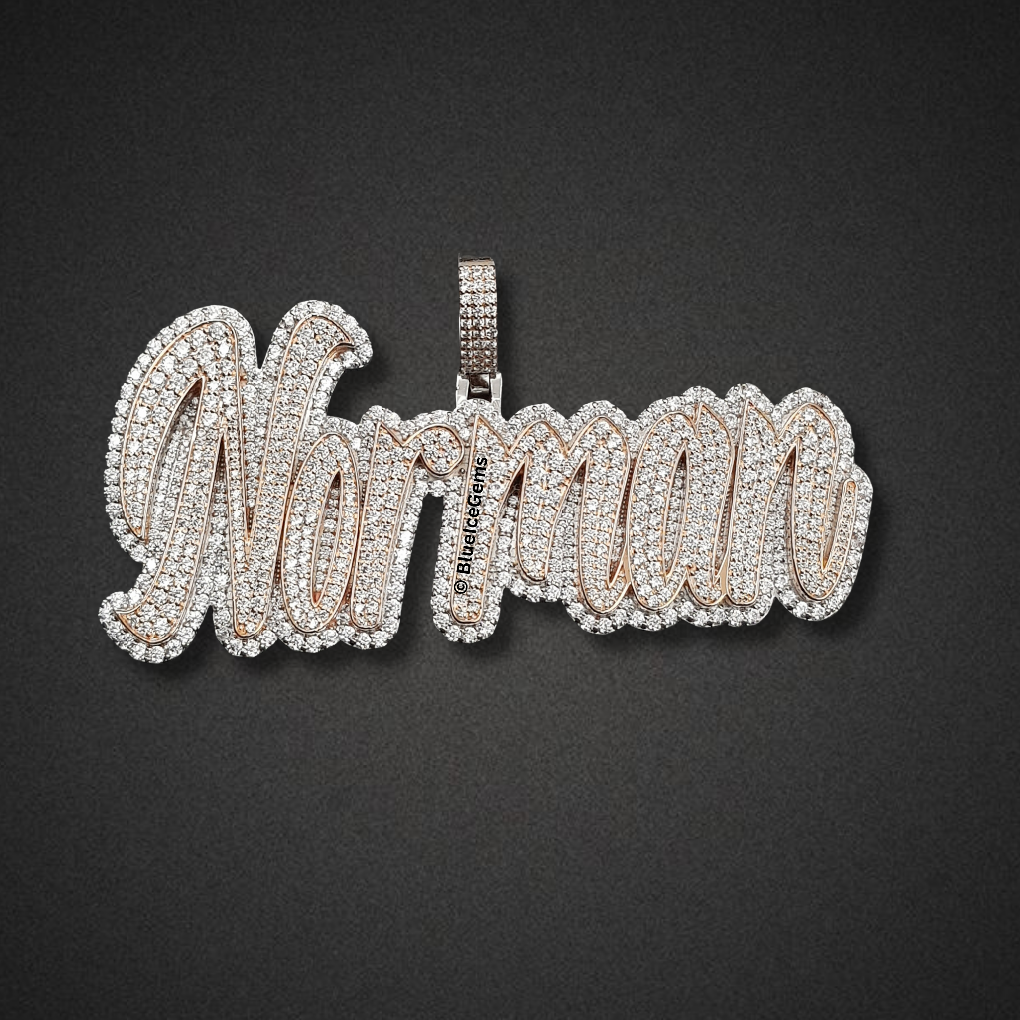 The "Norman" Rose Gold Diamond Script Pendant