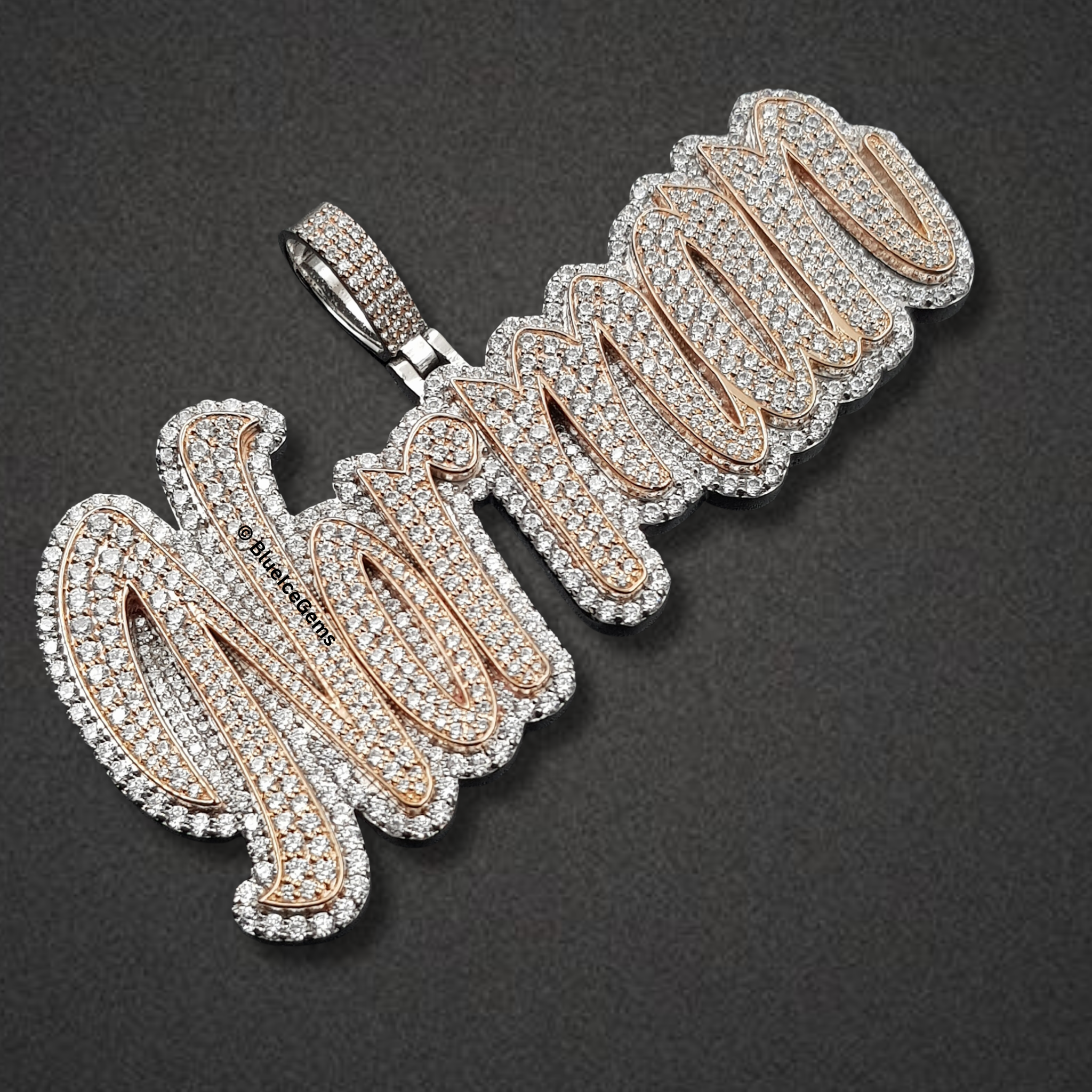 The "Norman" Rose Gold Diamond Script Pendant