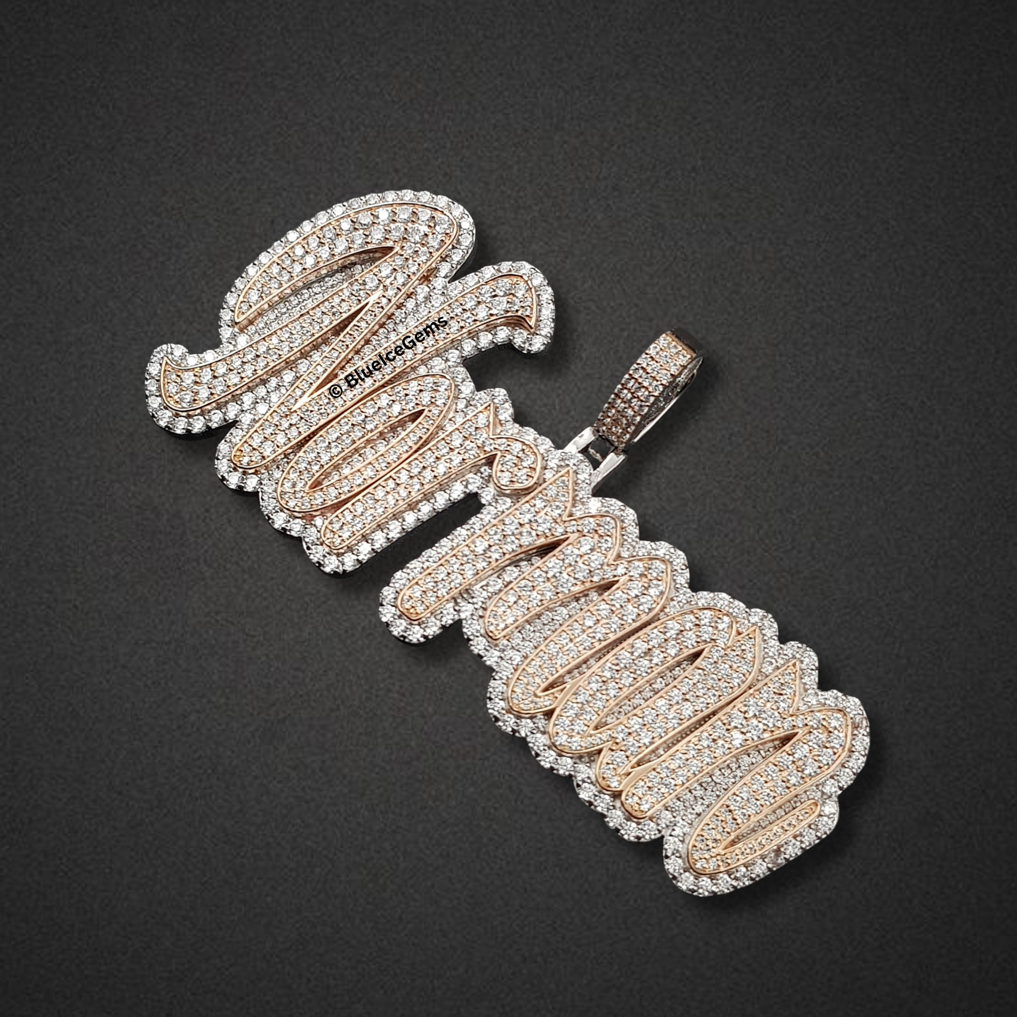The "Norman" Rose Gold Diamond Script Pendant