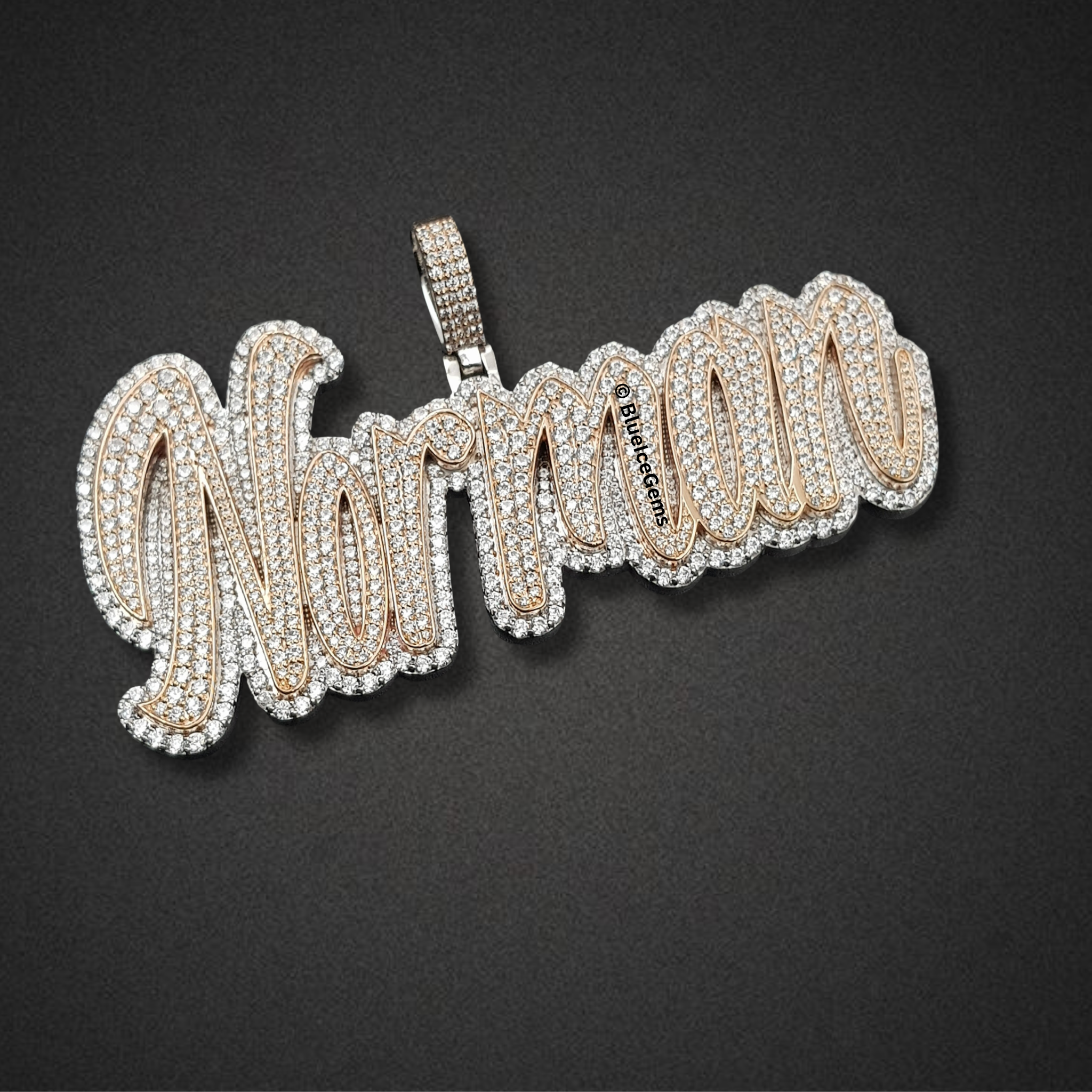 The "Norman" Rose Gold Diamond Script Pendant