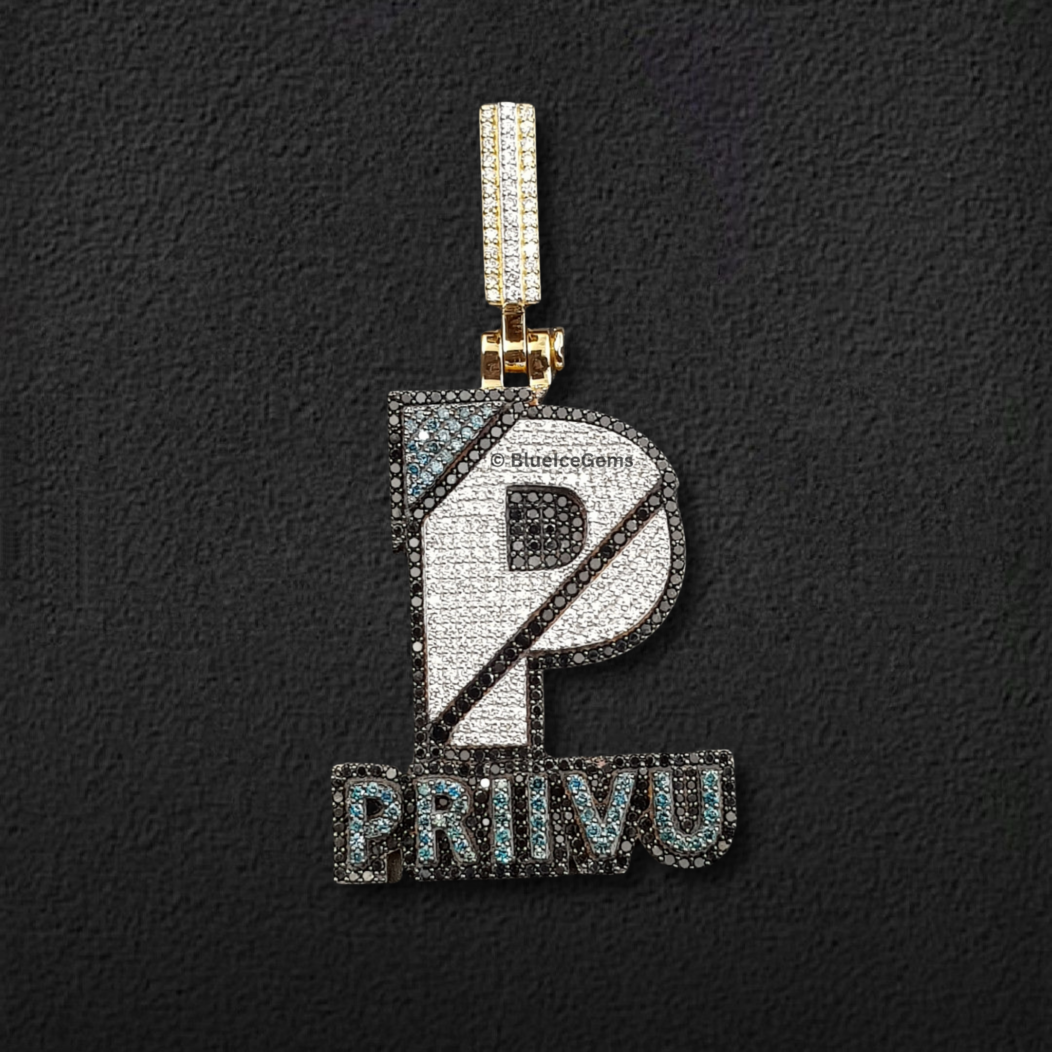 The "PRIIVU" Dual-Tone Diamond Initial Pendant