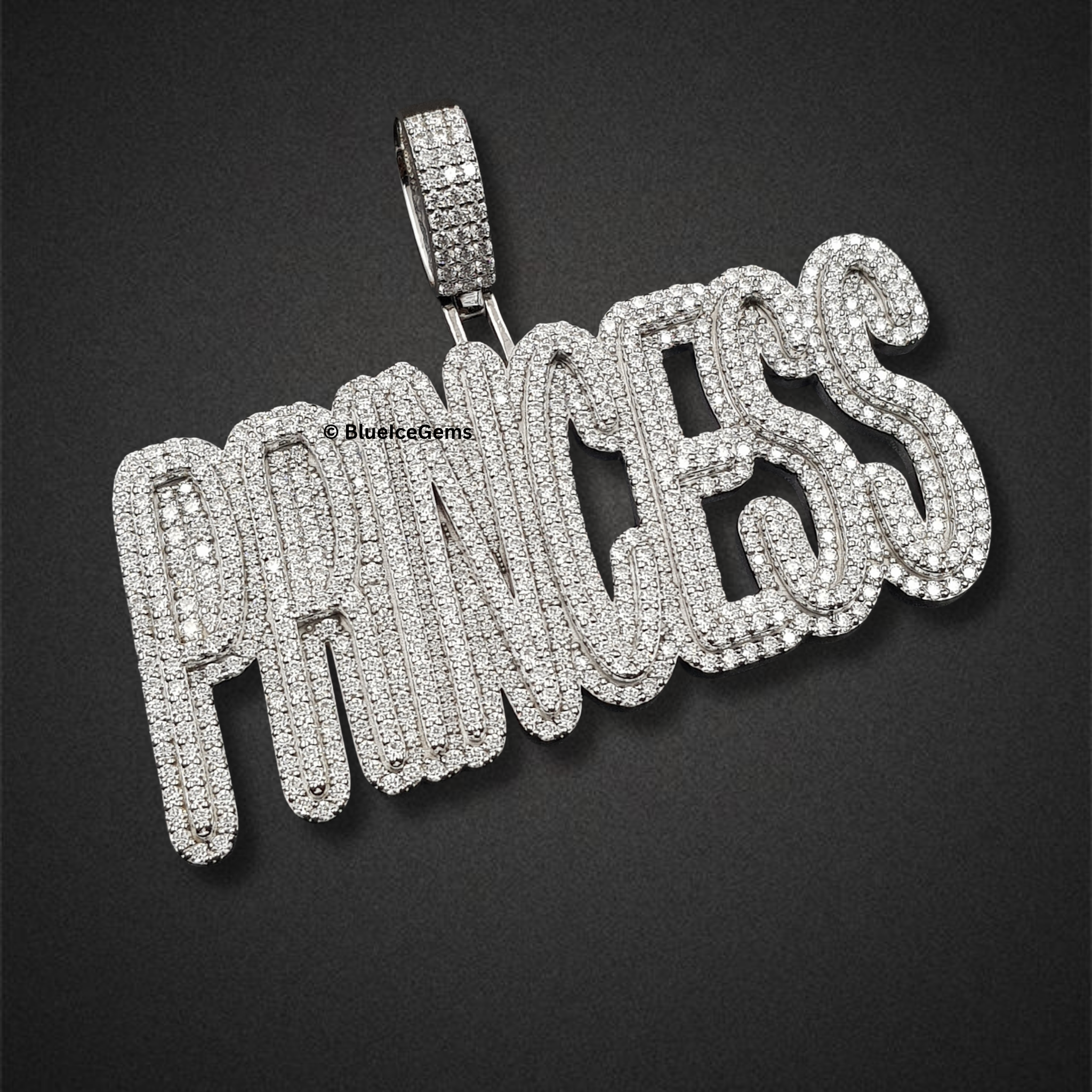 The "Princess" Diamond Script Pendant