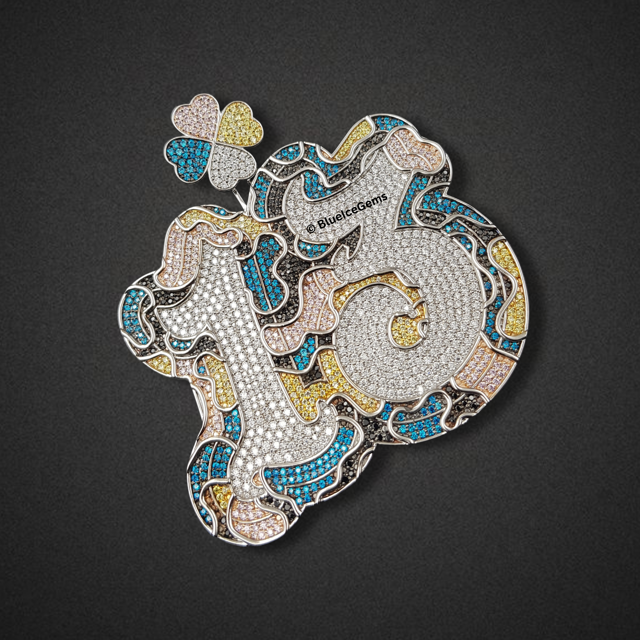 The "Psychedelic Clover" Diamond & Enamel Art Pendant