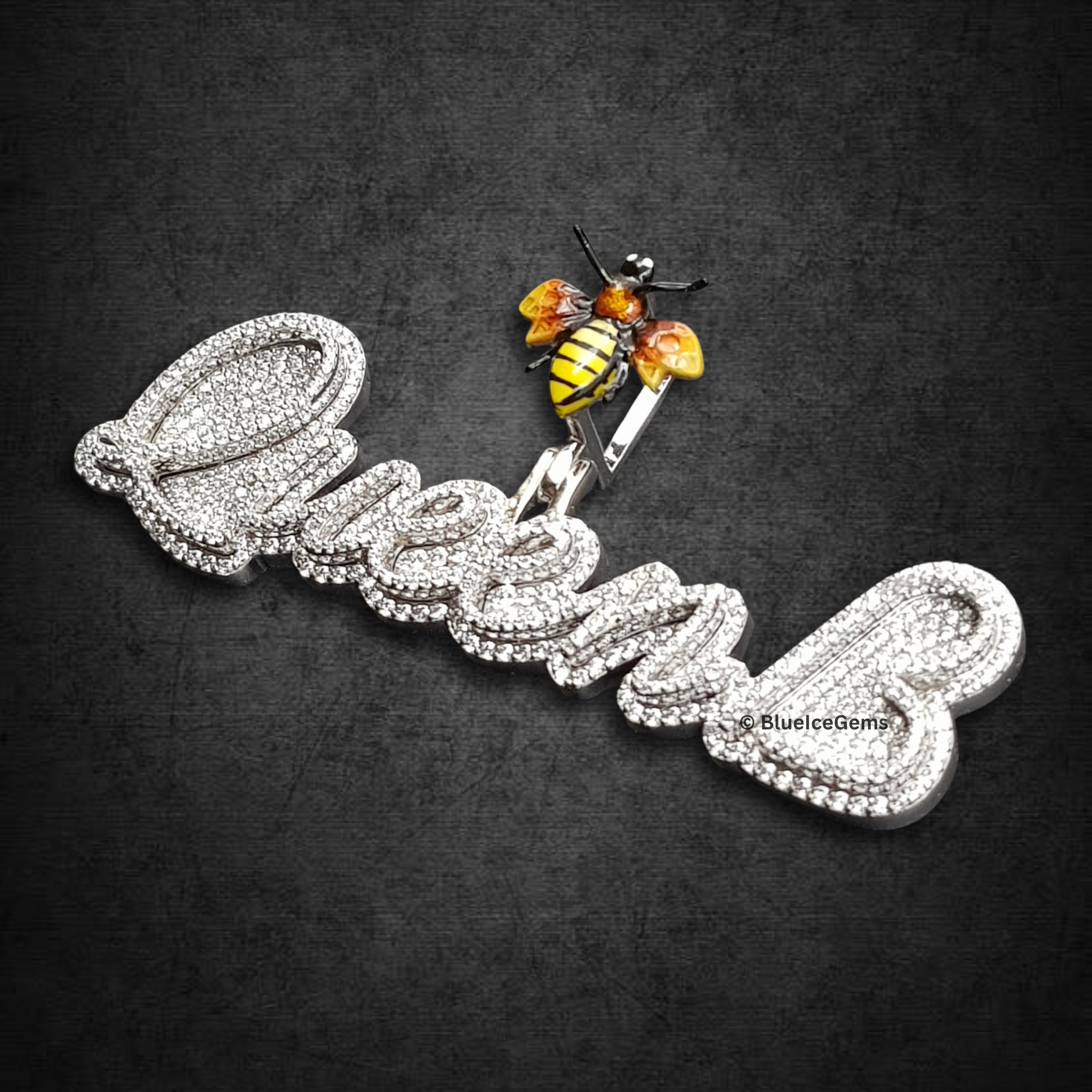 The "Queen Bee" Diamond Script Pendant