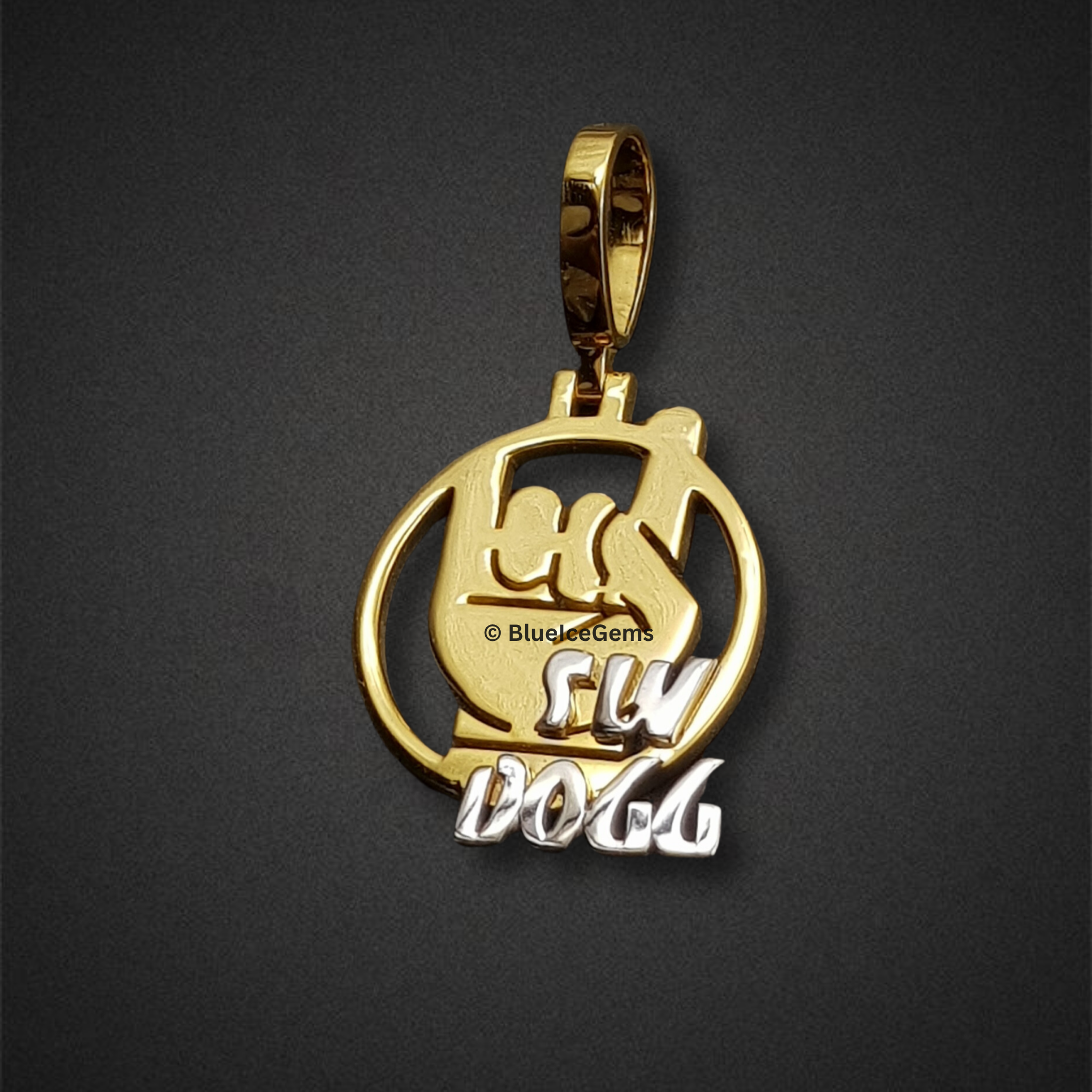 The "S W Dogg" Dual-Tone Gold Medallion Pendant