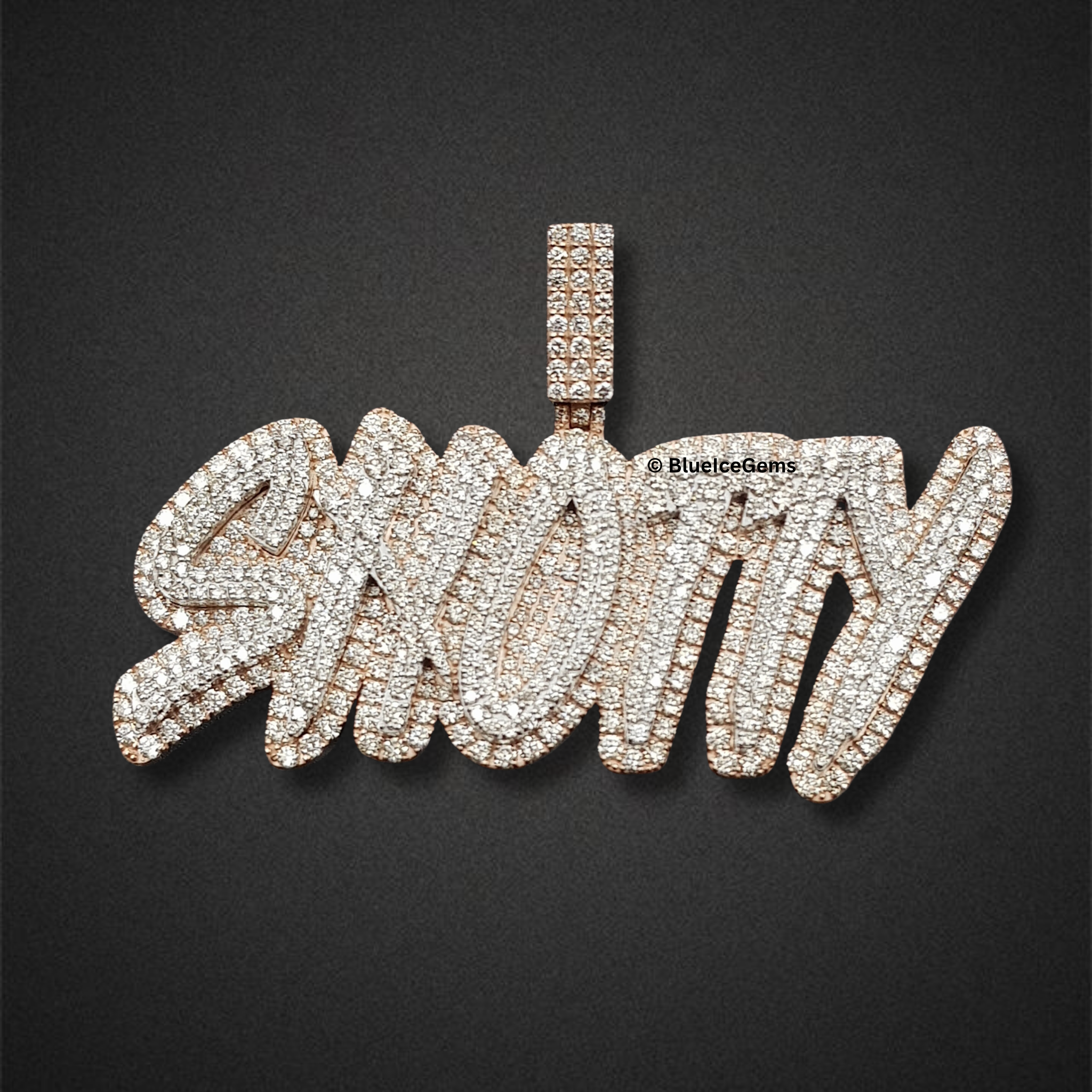 The "Shorty" Rose Gold & Diamond Script Pendant