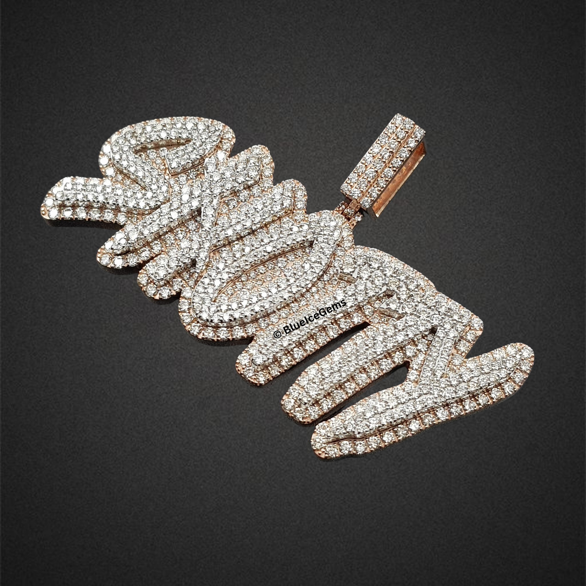 The "Shorty" Rose Gold & Diamond Script Pendant