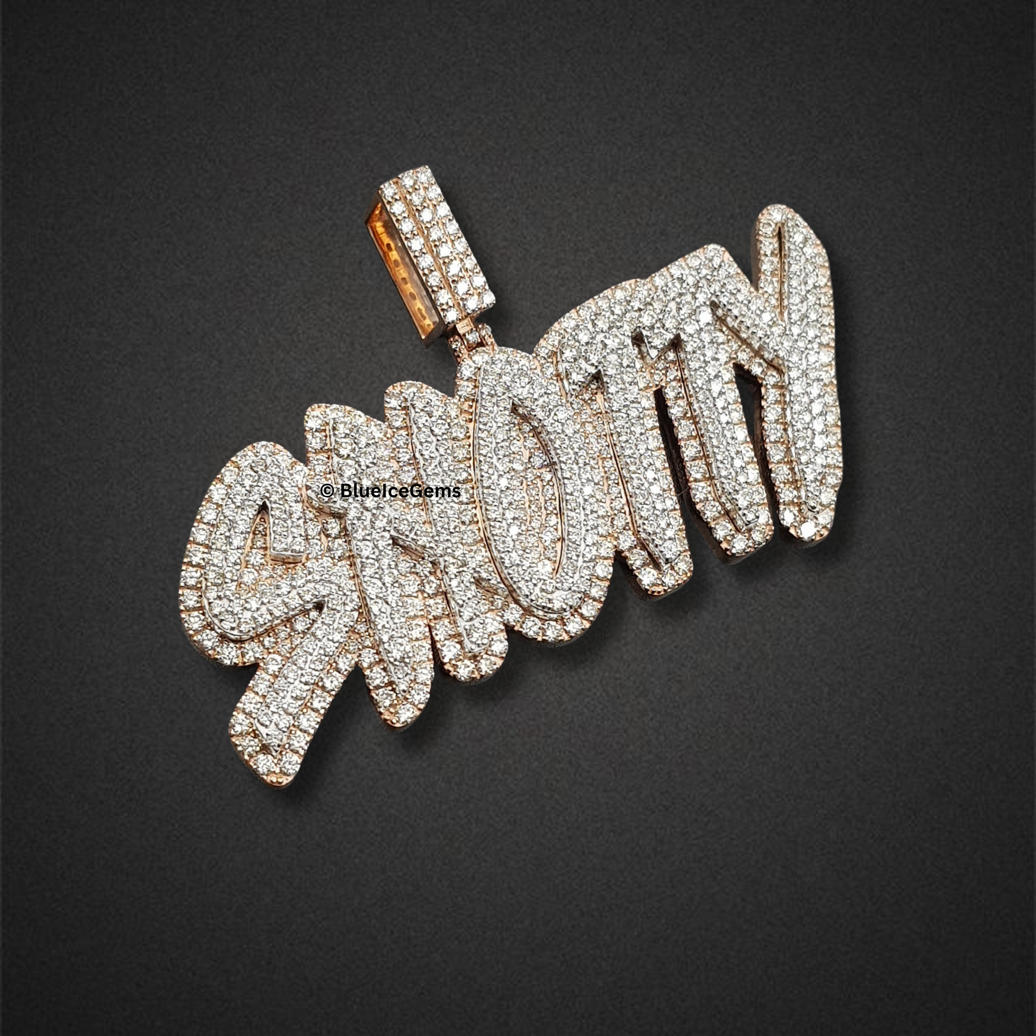 The "Shorty" Rose Gold & Diamond Script Pendant