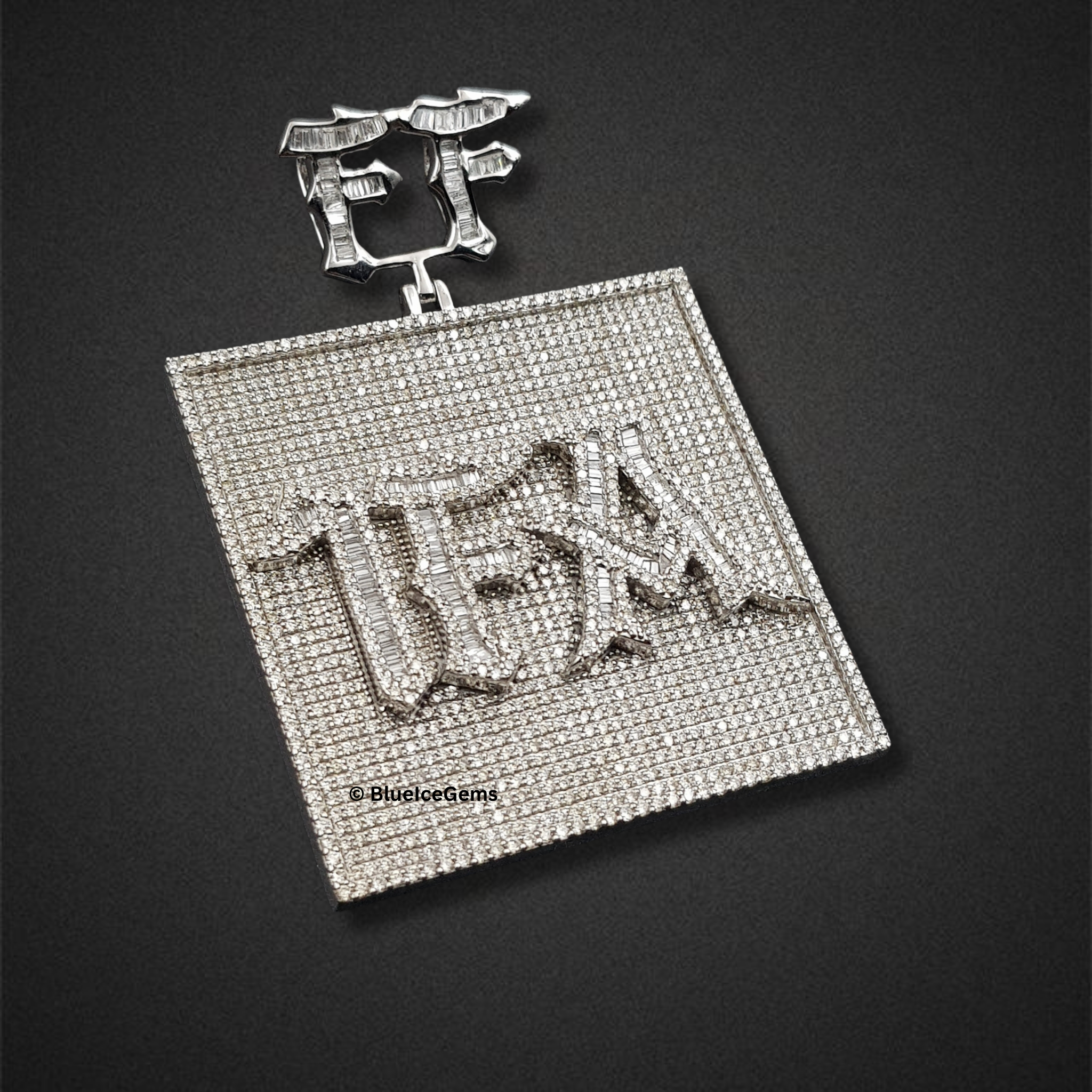 The "TFA" Diamond Block & Initials Medallion Pendant