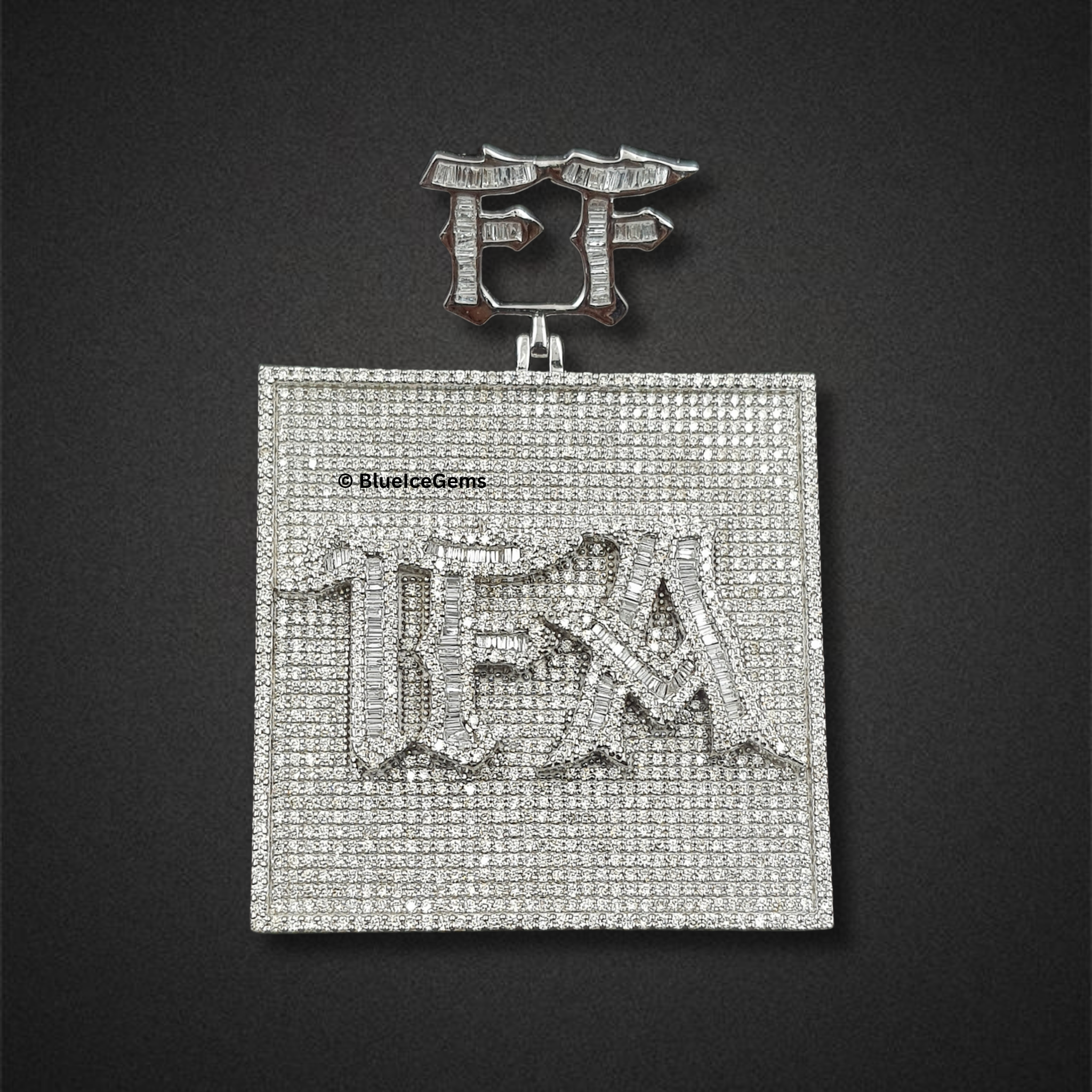 The "TFA" Diamond Block & Initials Medallion Pendant