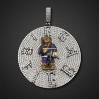 The "Time Is Money" Diamond Teddy Bear Medallion Pendant