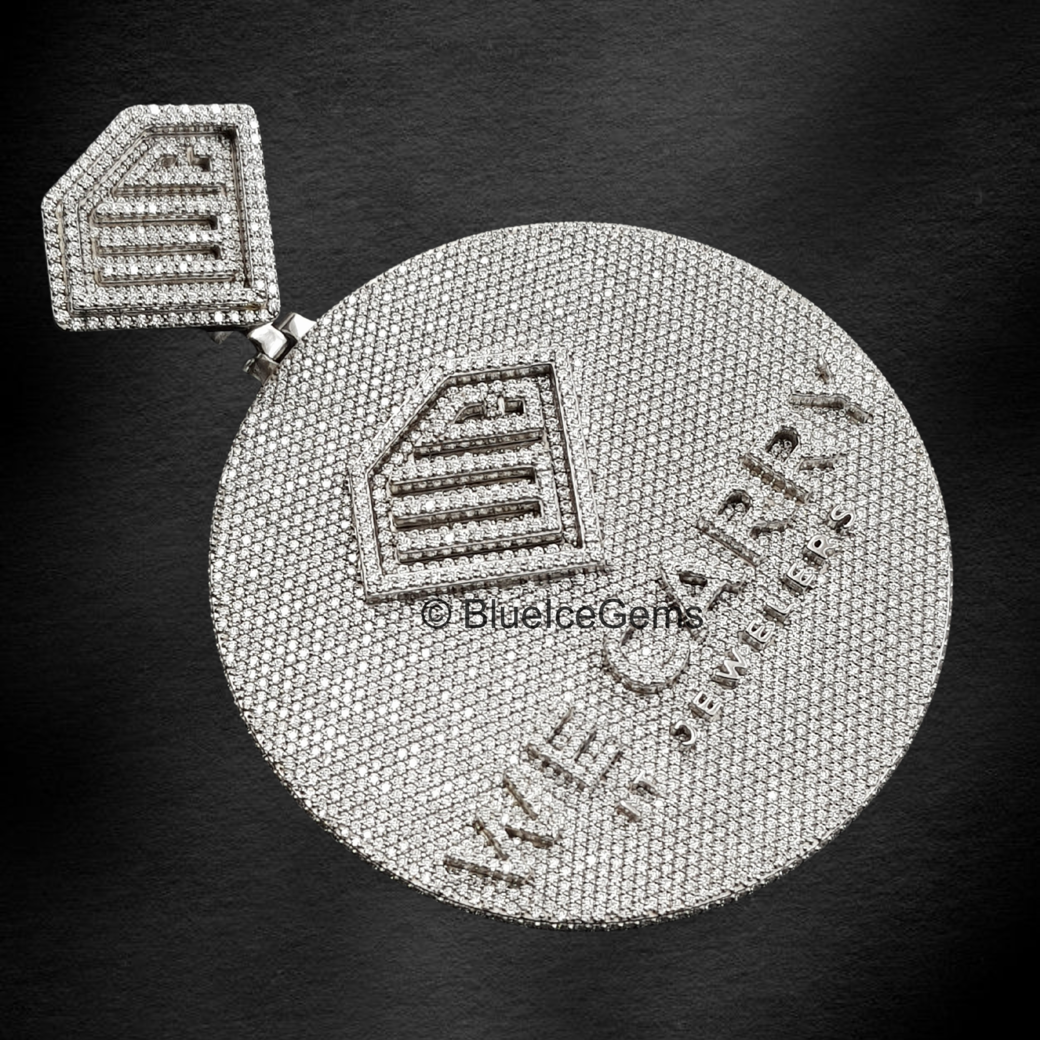 The "We Carry Jewels" Diamond Emblem Medallion Pair Pendant
