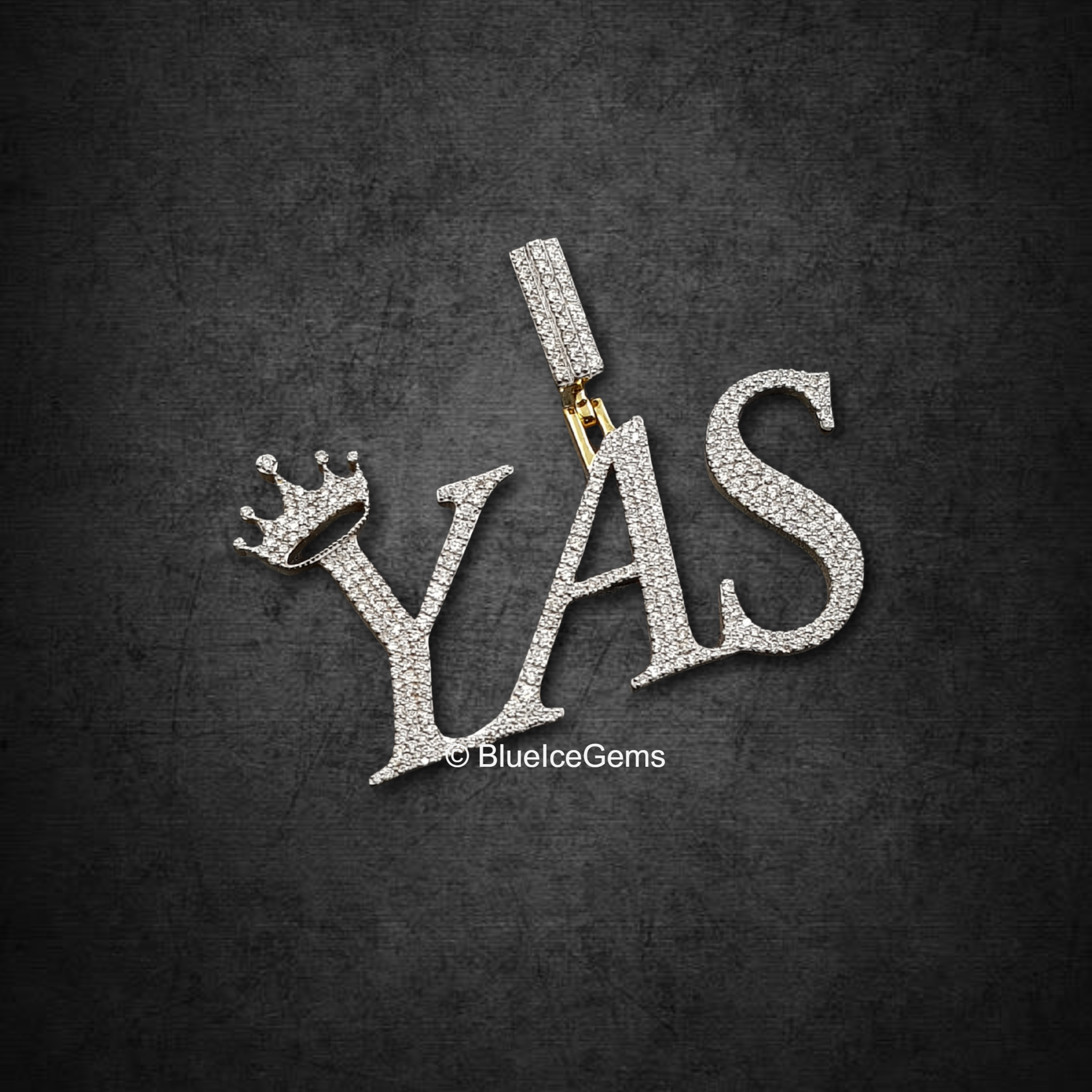 The "YAS" Crowned Diamond Initial Pendant