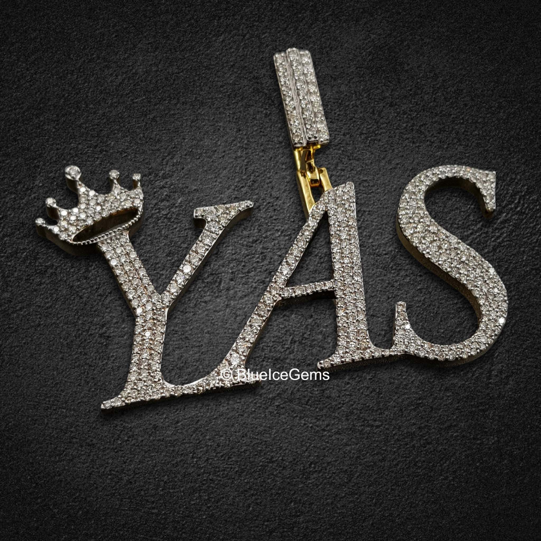 The "YAS" Crowned Diamond Initial Pendant