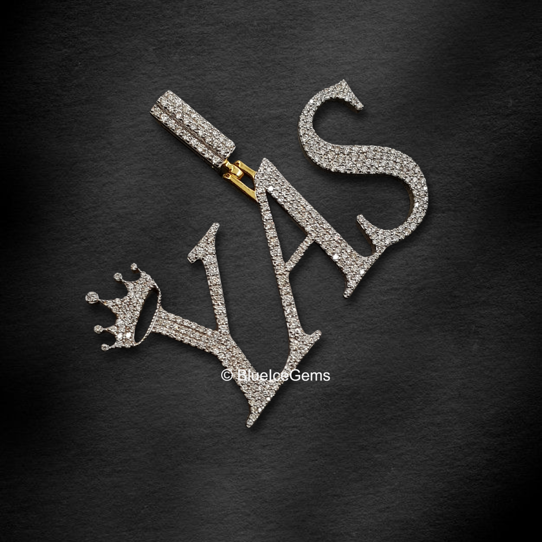 The "YAS" Crowned Diamond Initial Pendant