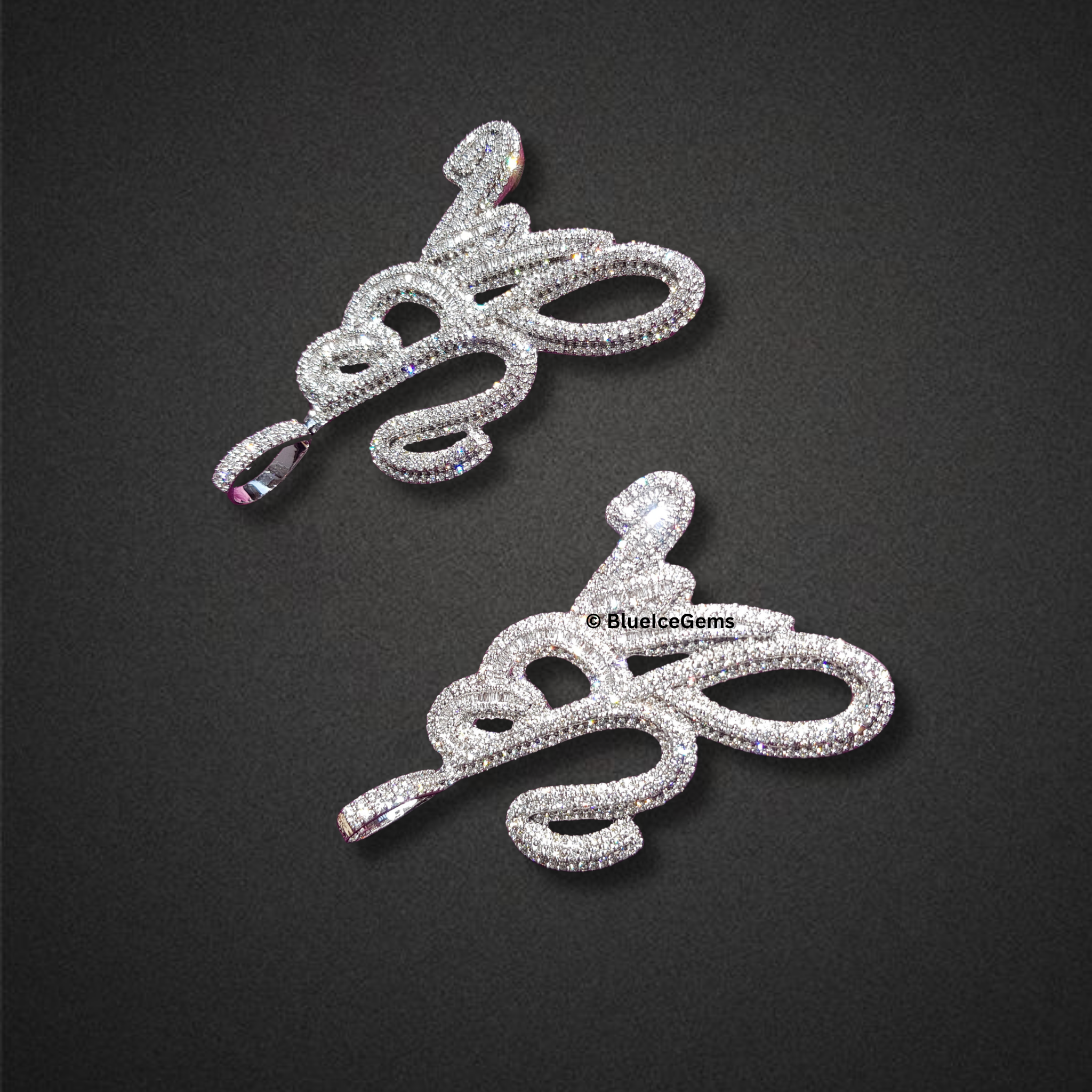 The "YB" Double Diamond Script Pendant