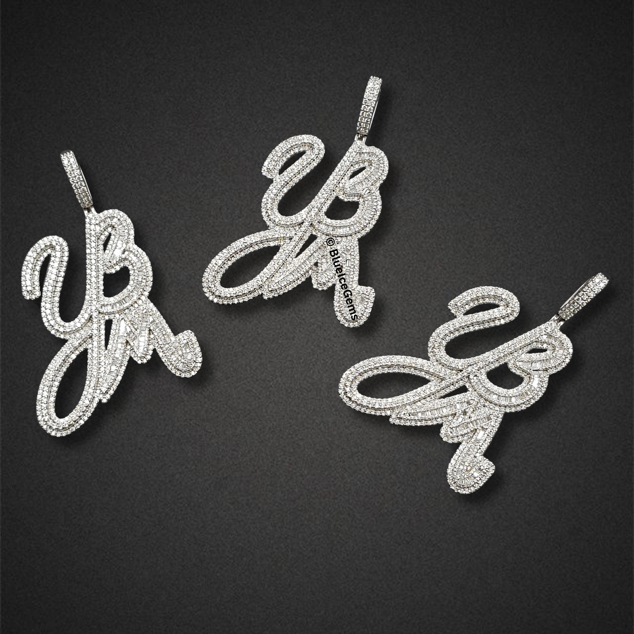 The "YB" Script Diamond Pendants (Set of 3)