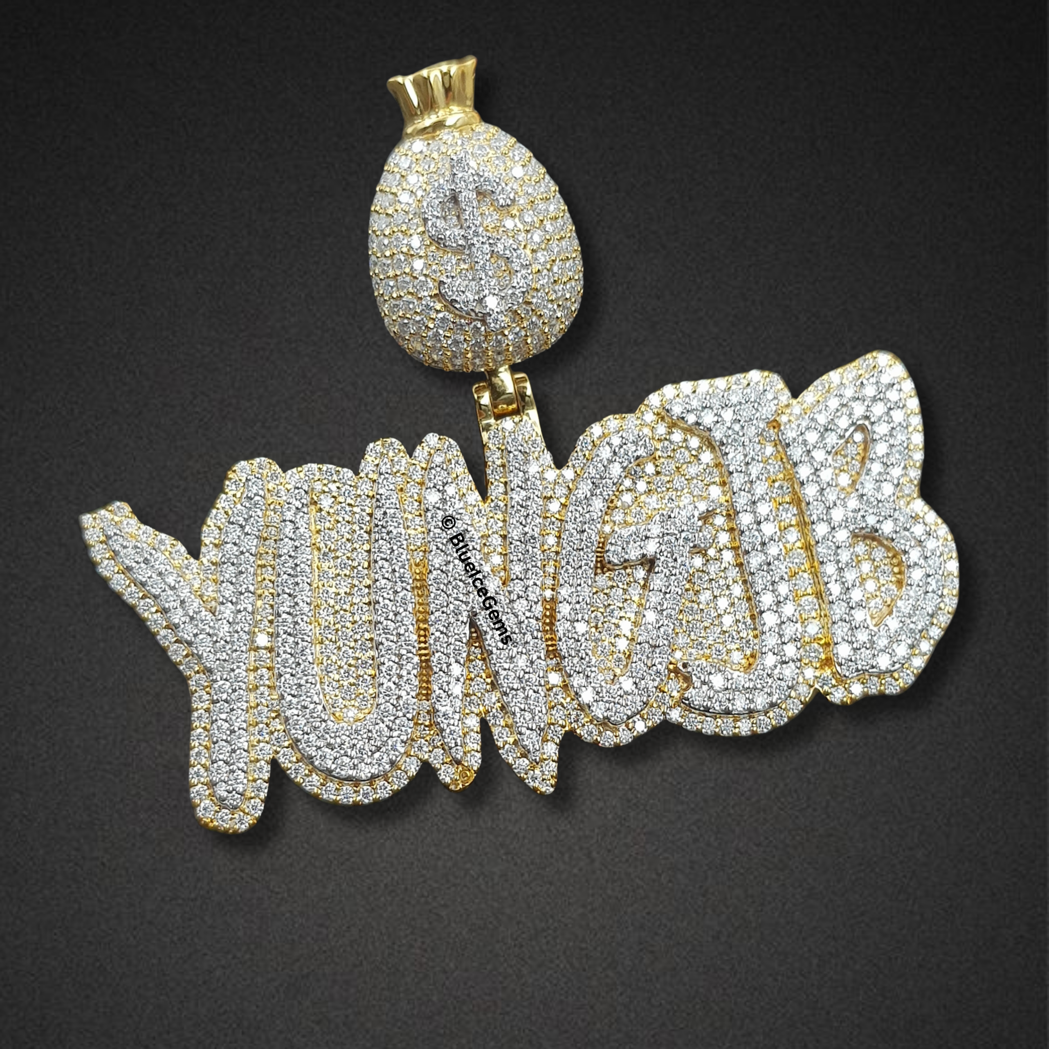 The "YUNGJB" Money Bag Diamond Pendant