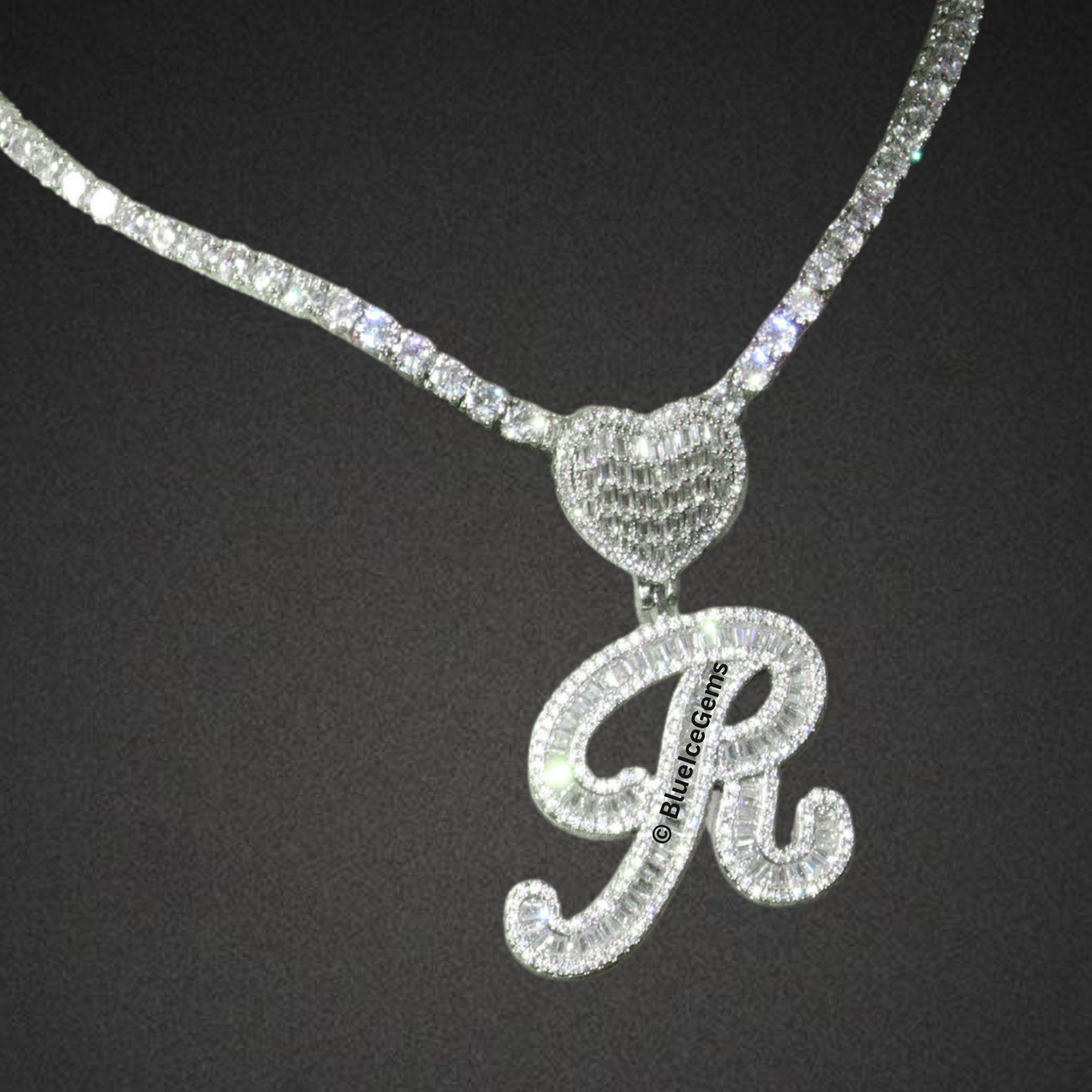 Custom Baguette & Brilliant-Cut Initial Necklace