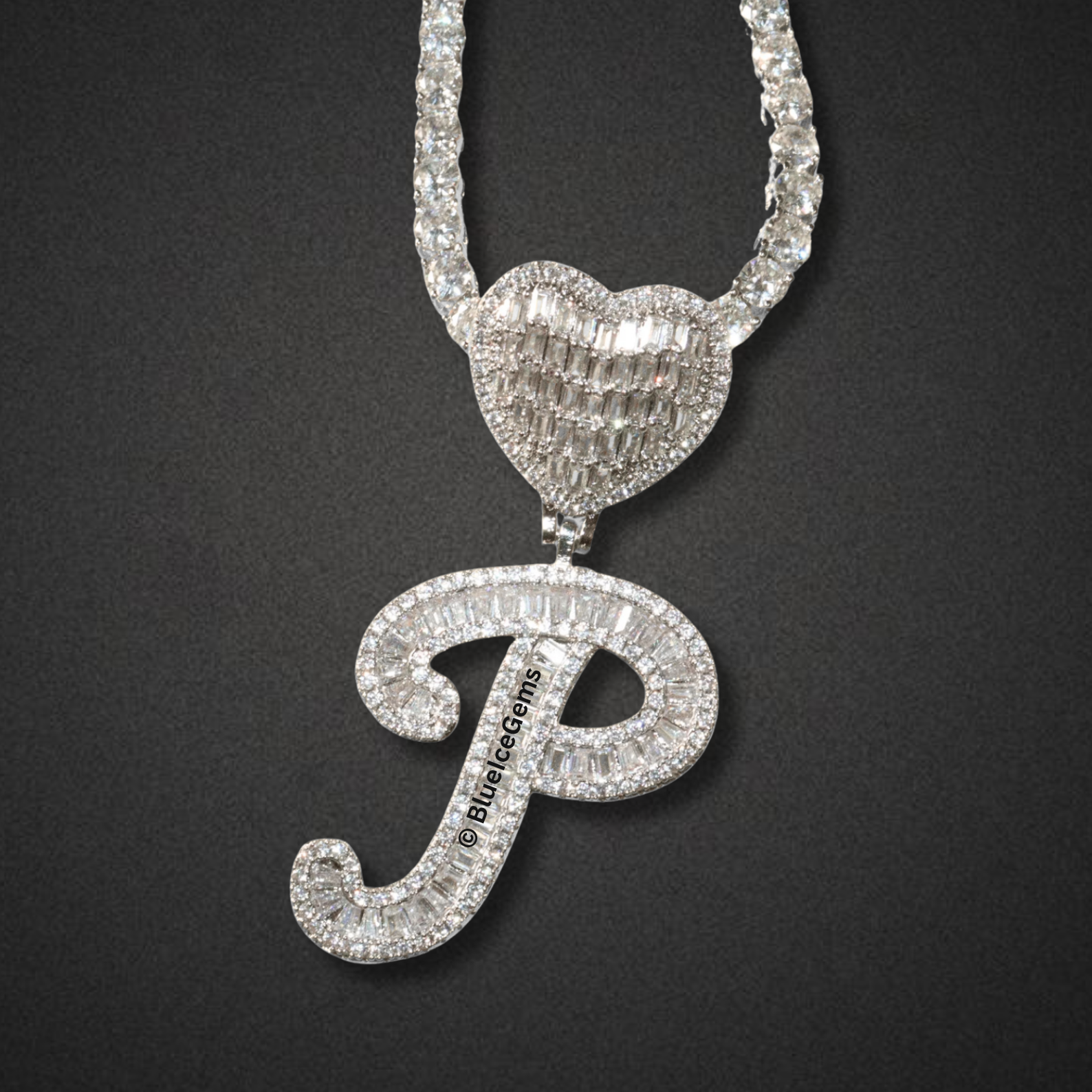 Custom Baguette & Brilliant-Cut Initial Necklace