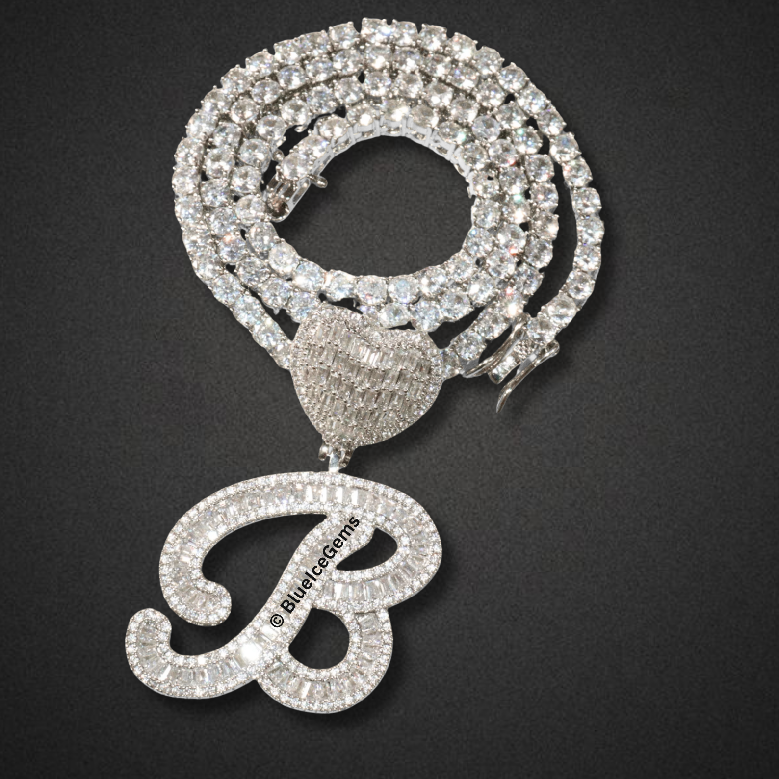 Custom Baguette & Brilliant-Cut Initial Necklace