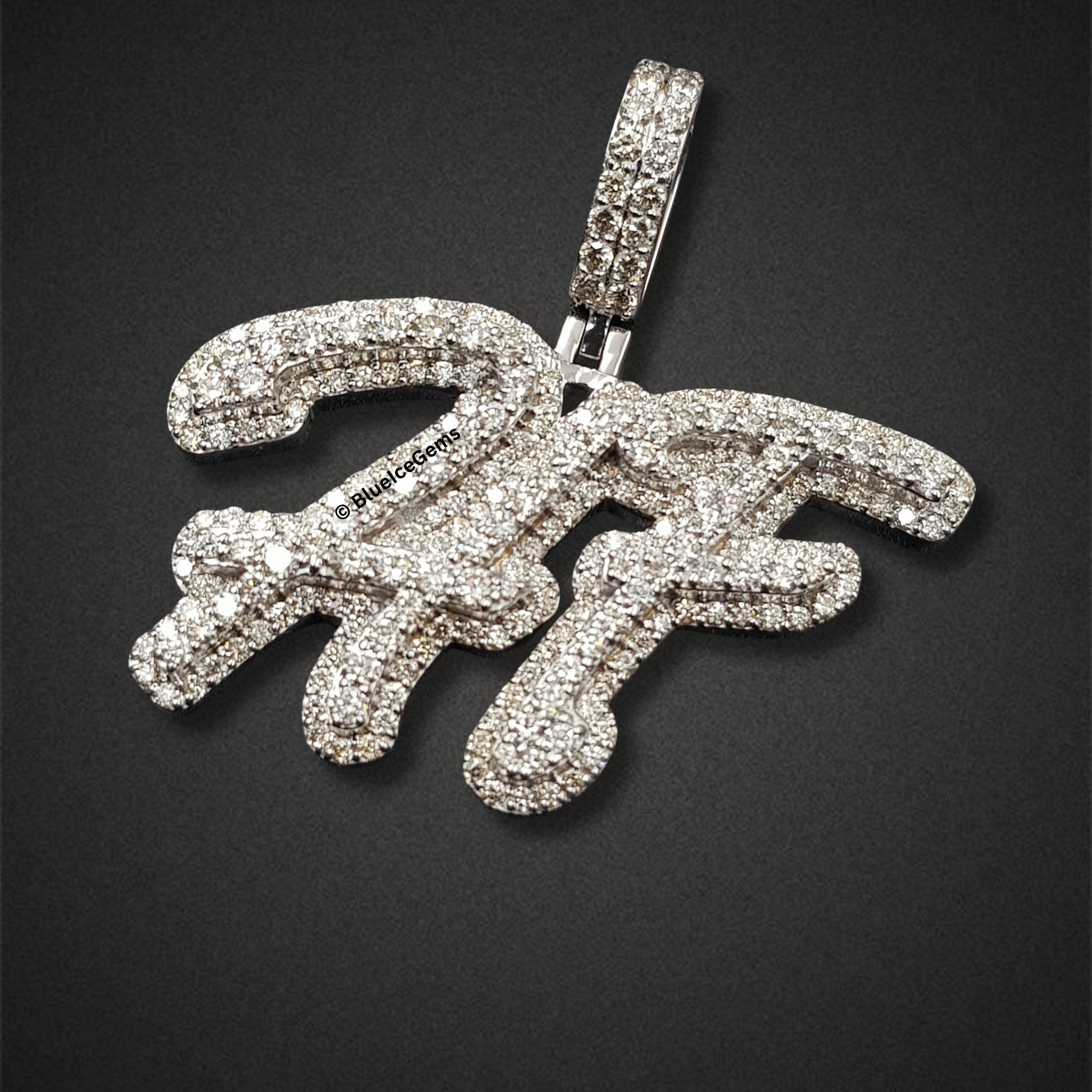 The "HF" Pure Diamond Script Pendant