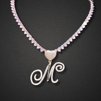 Iced-Out Custom Cursive Initial Necklace